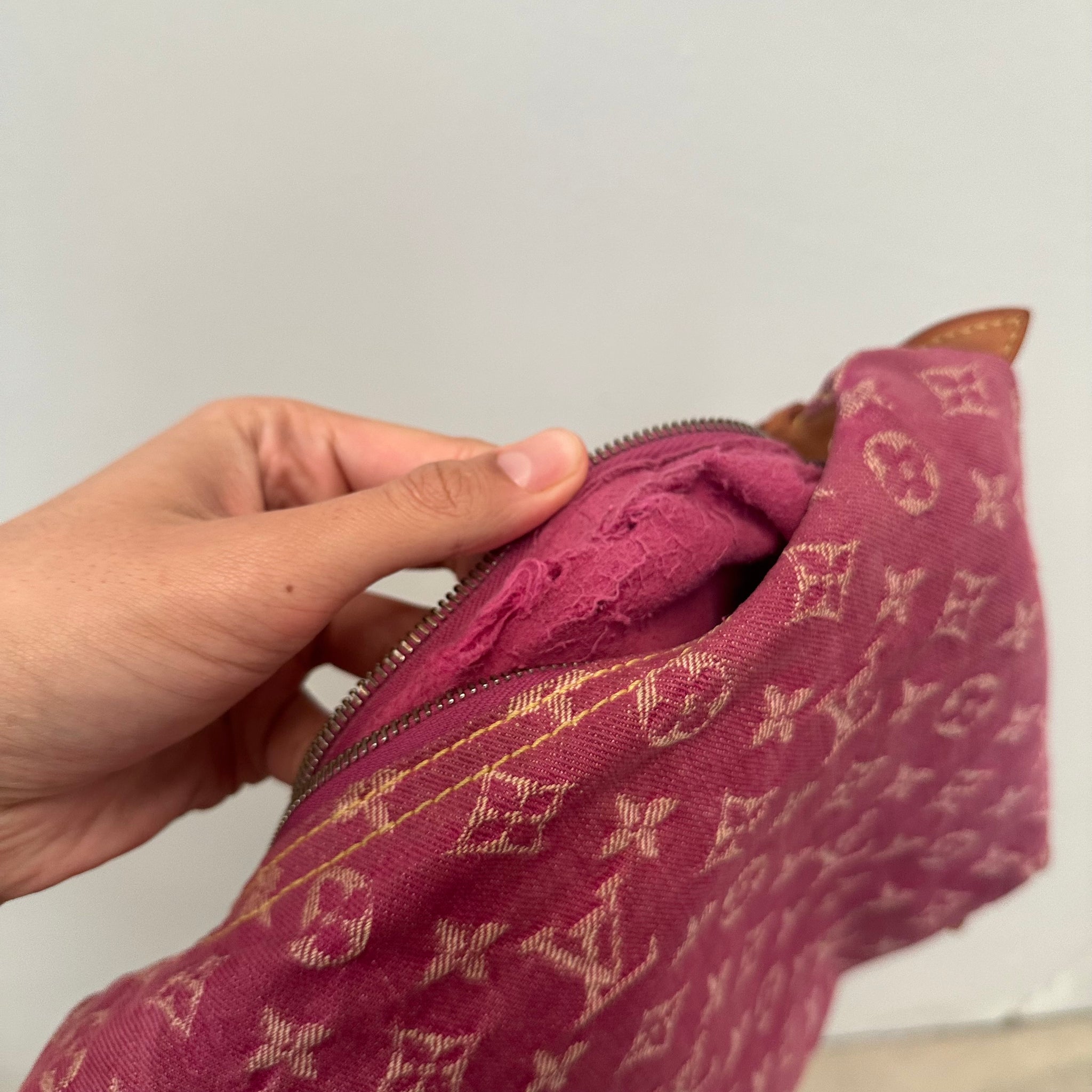 Louis Vuitton Monogram Denim Baggy PM Fuchsia Pink Shoulder Bag