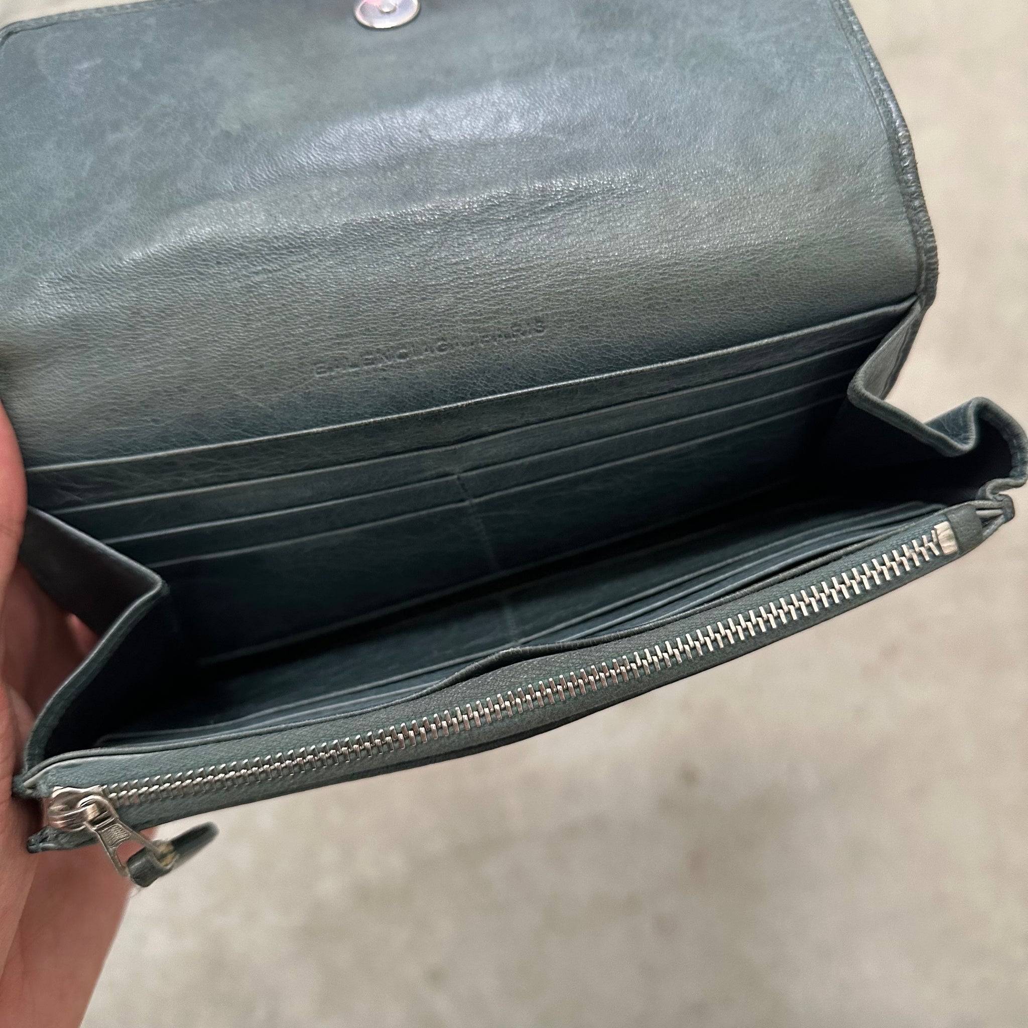 Balenciaga Green Leather City Flap Wallet