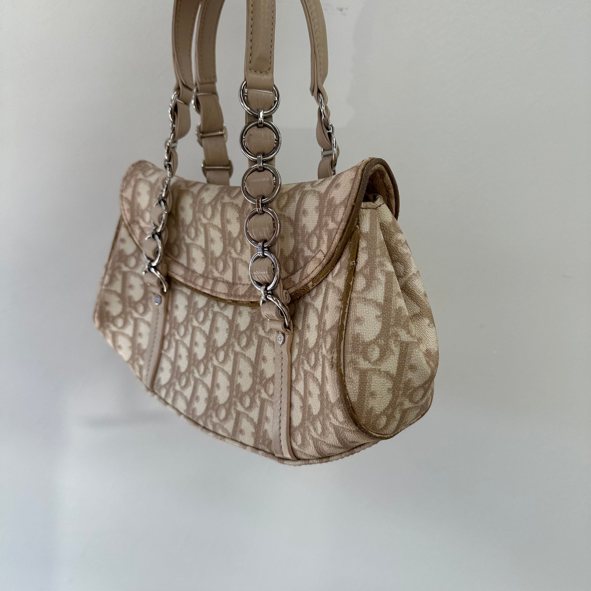 Christian Dior PVC and Leather Beige Romantic Shoulder Bag