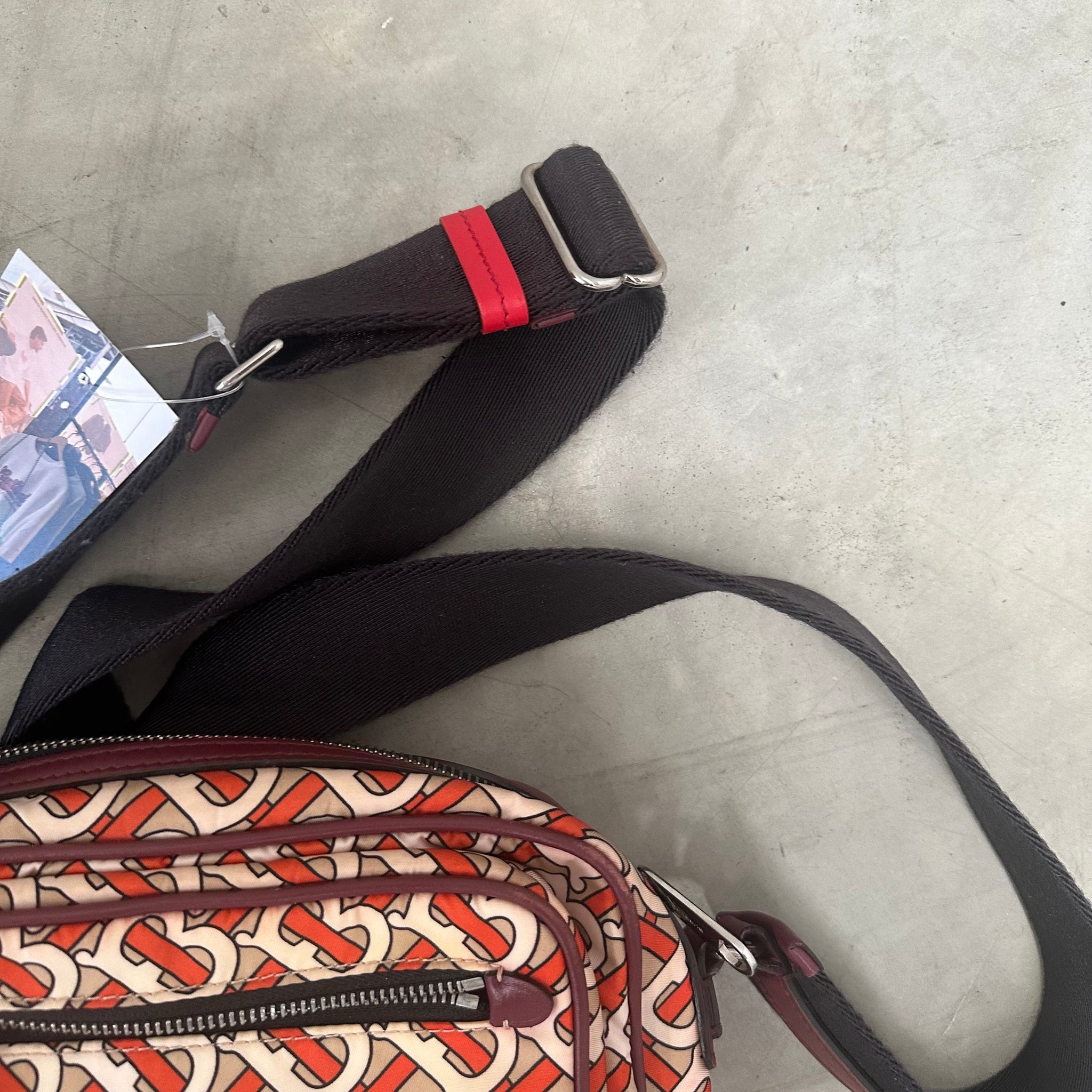Burberry Orange Nylon Monogram Crossbody / Shoulder Bag
