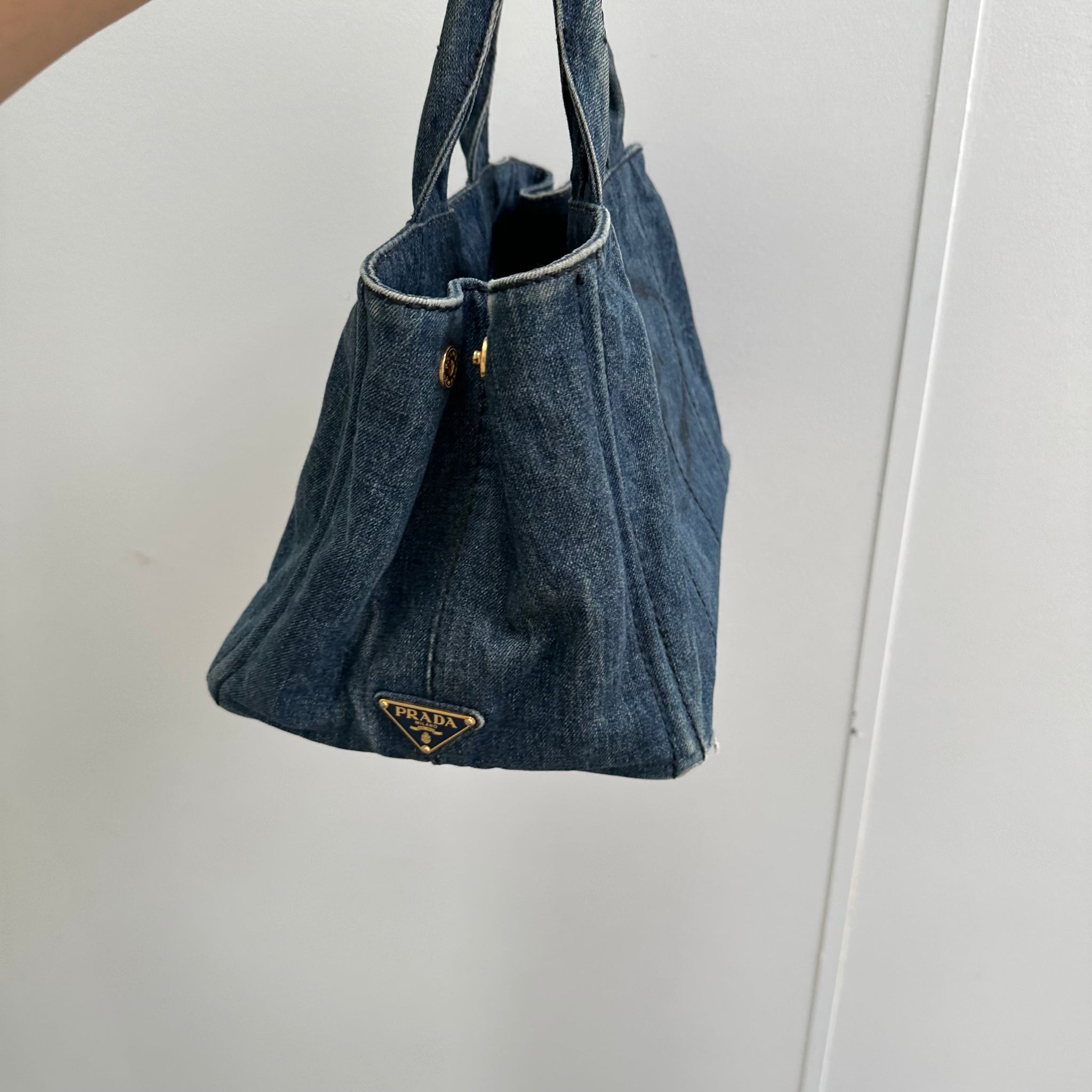 Prada Blue Canapa Denim Tote