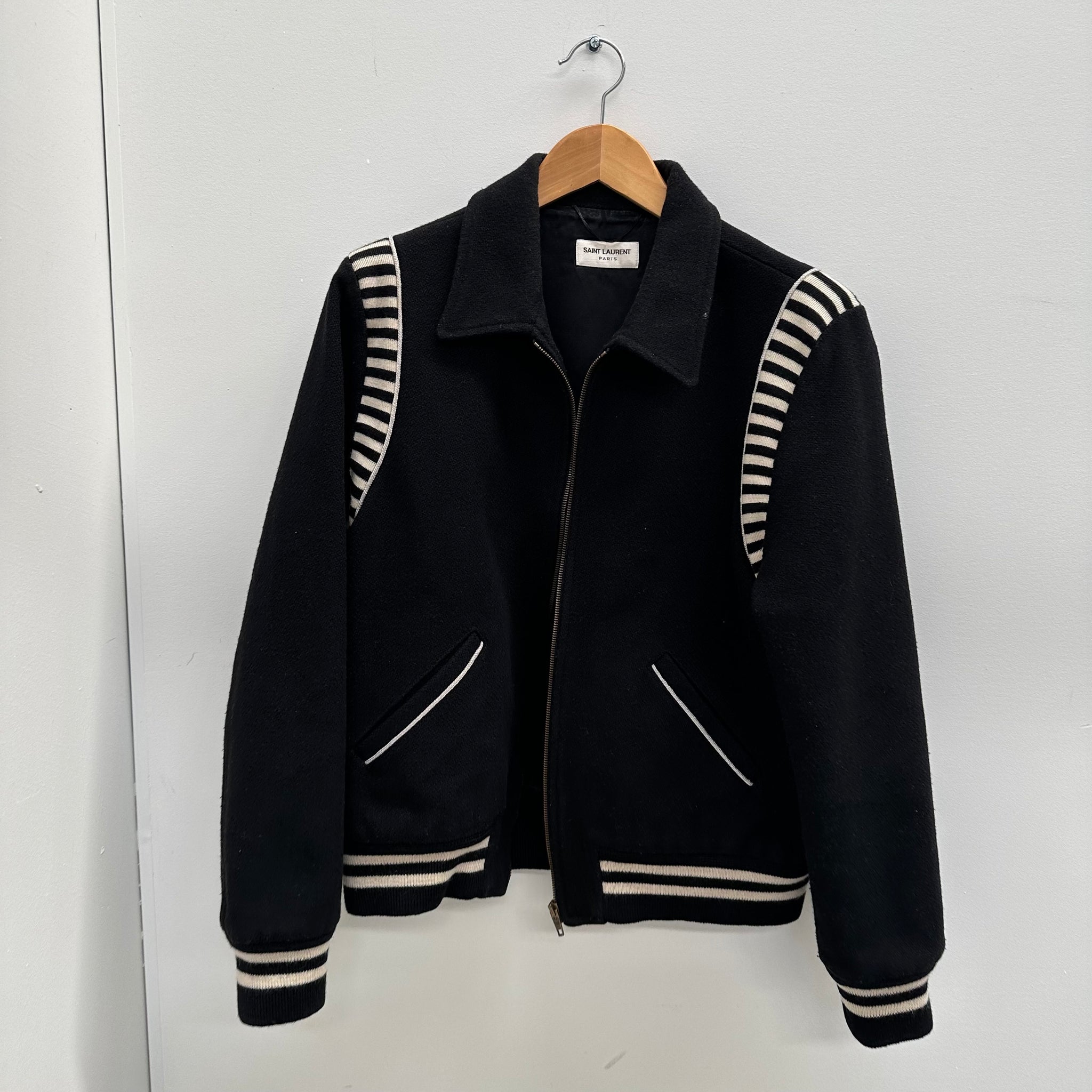 Saint Laurent FW16 Ray Striped Teddy Jacket