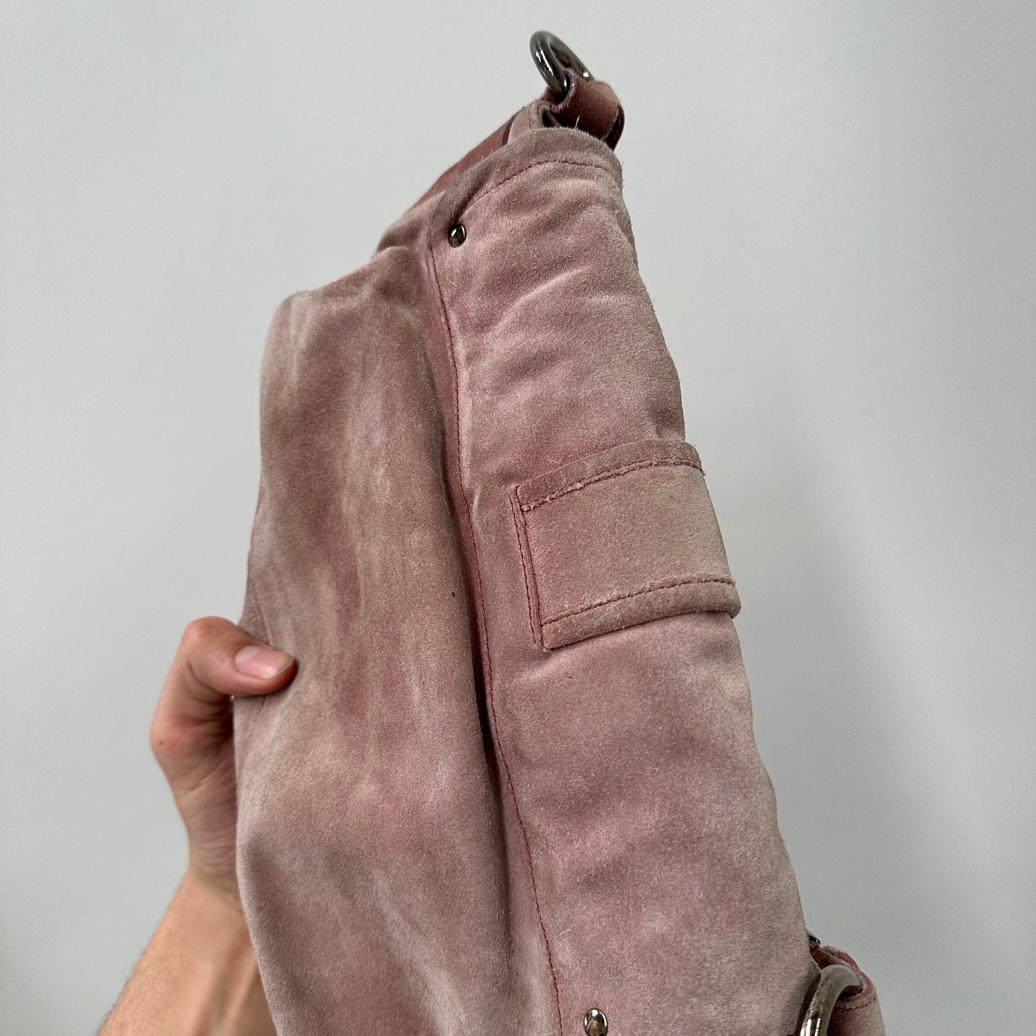 Prada Pink Suede Leather Shoulder Bag