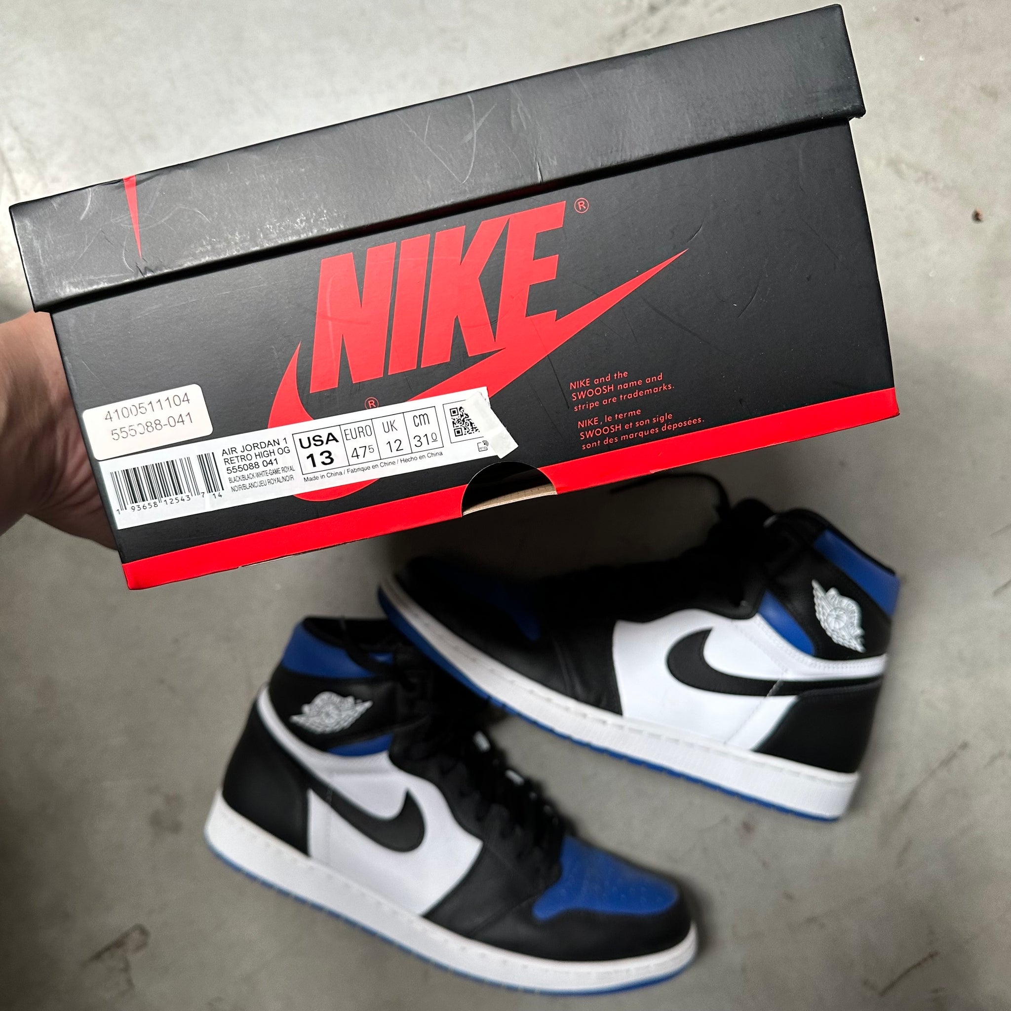 Nike Jordan 1 Retro Royal Toe US13