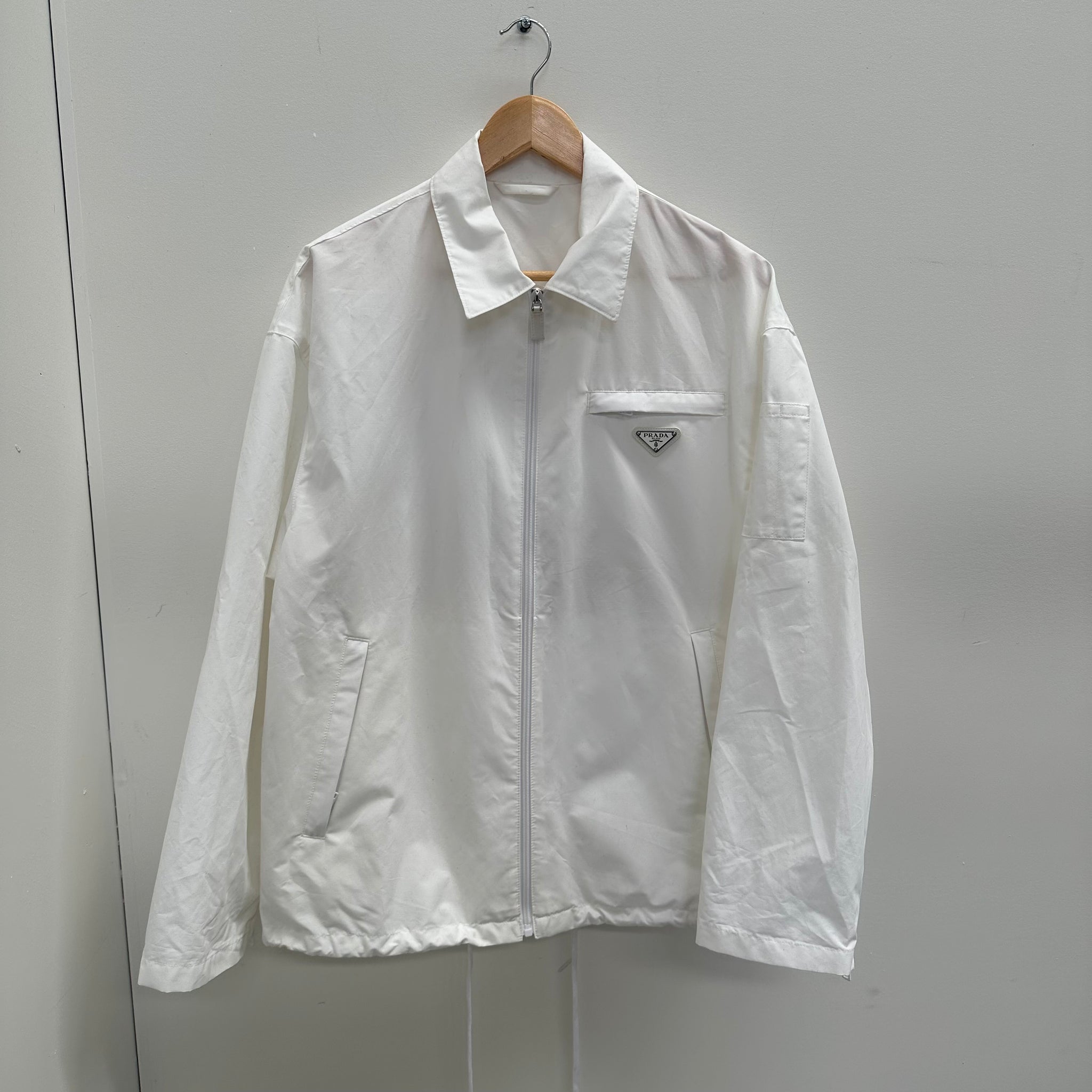 Prada White Nylon Zip Up Jacket (Size S)