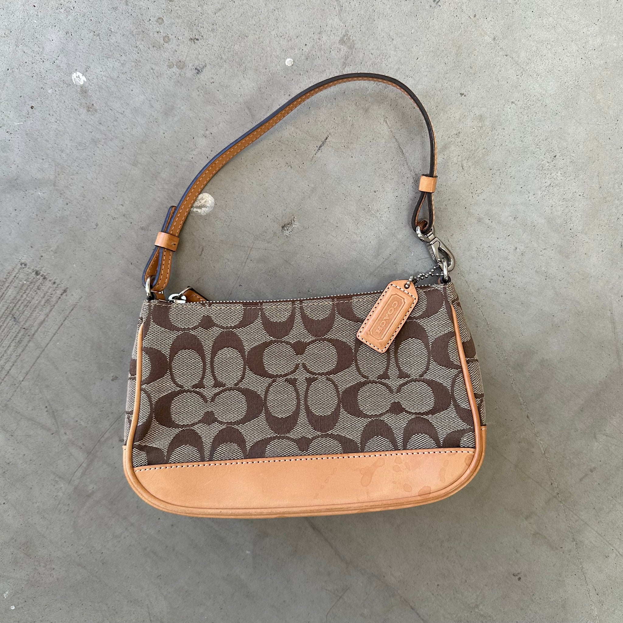 Coach Logo Print Brown Pochette Bag