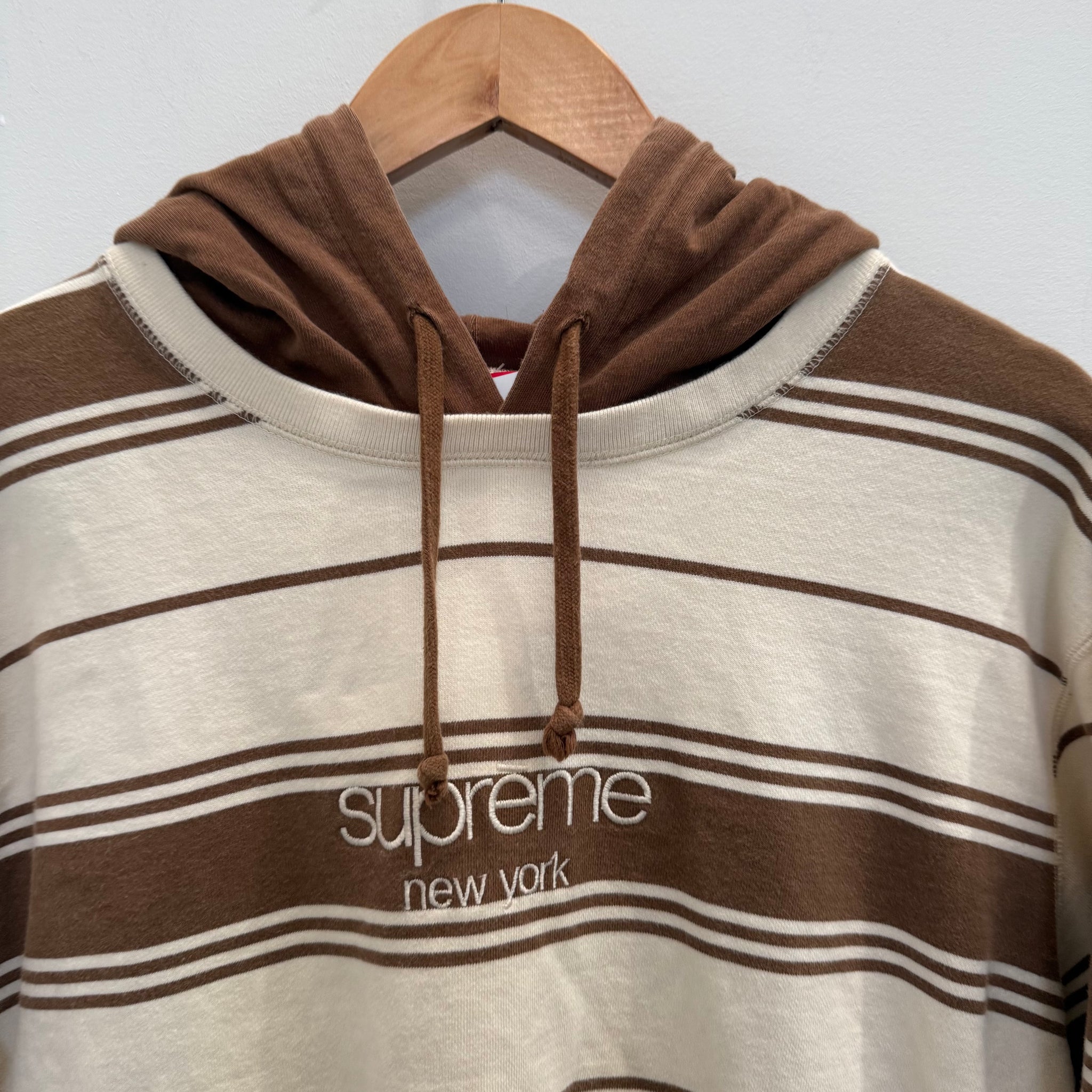 Supreme Striped Brown Hoodie (Size XL)
