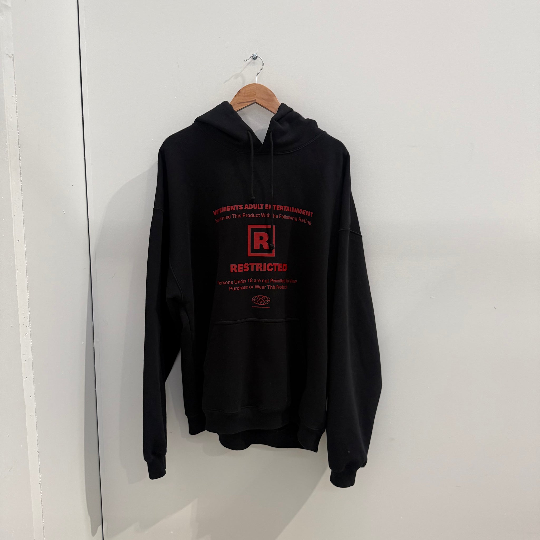 Vetements Restricted Rated R Oversized Black Hoodie (fits L-XL)