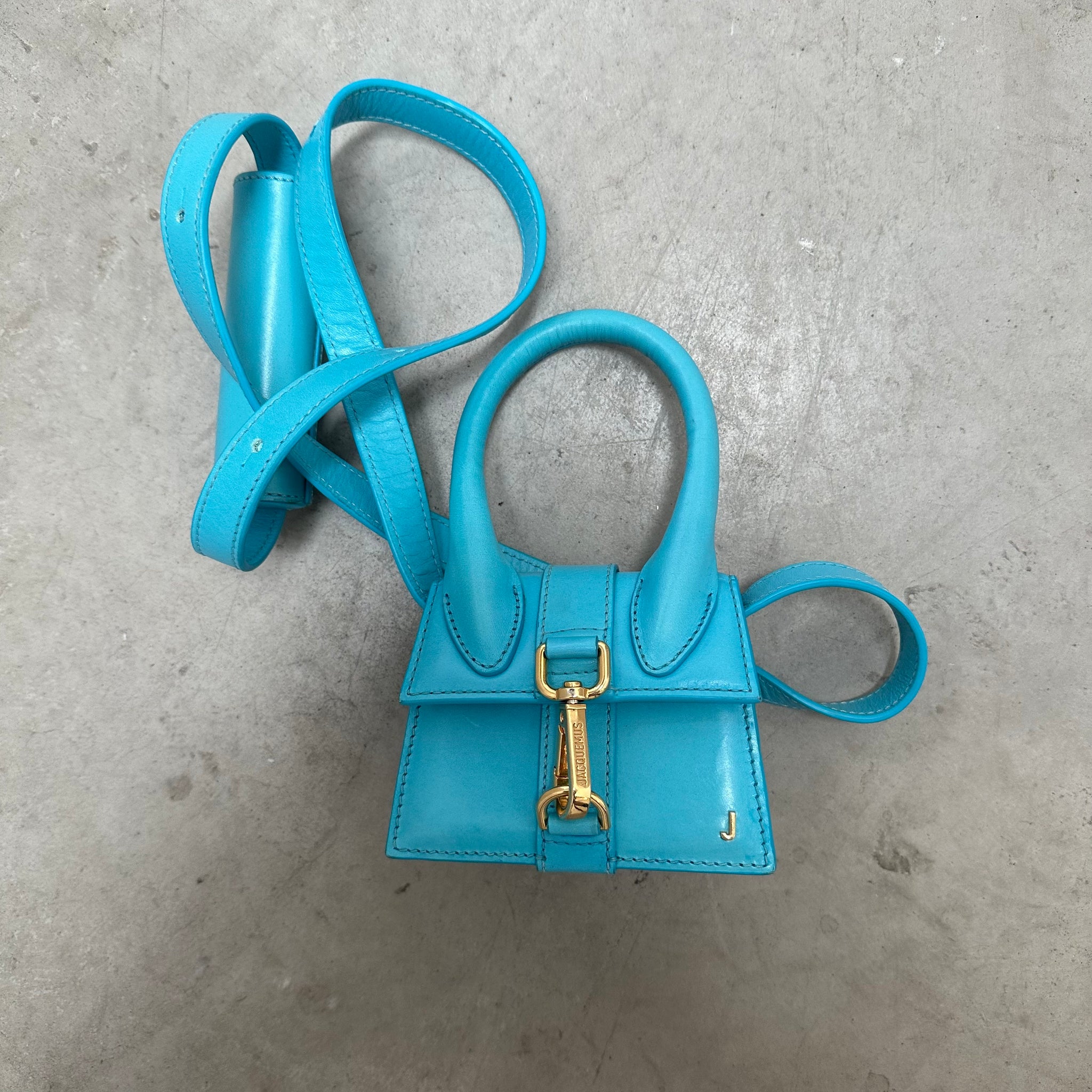 Jacquemus Le Chiquito Montagne Turquoise Mini Leather Bag
