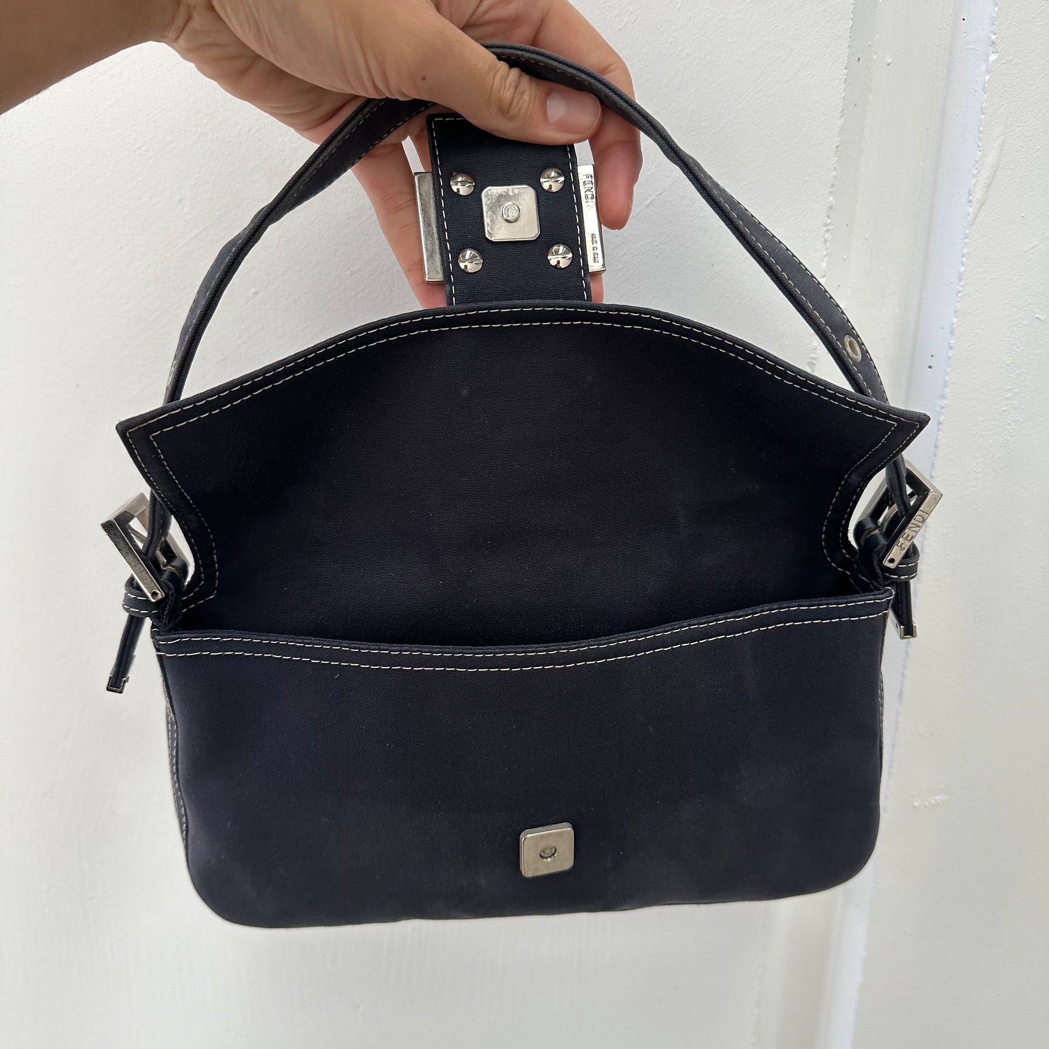 Fendi Denim Blue Baguette Bag