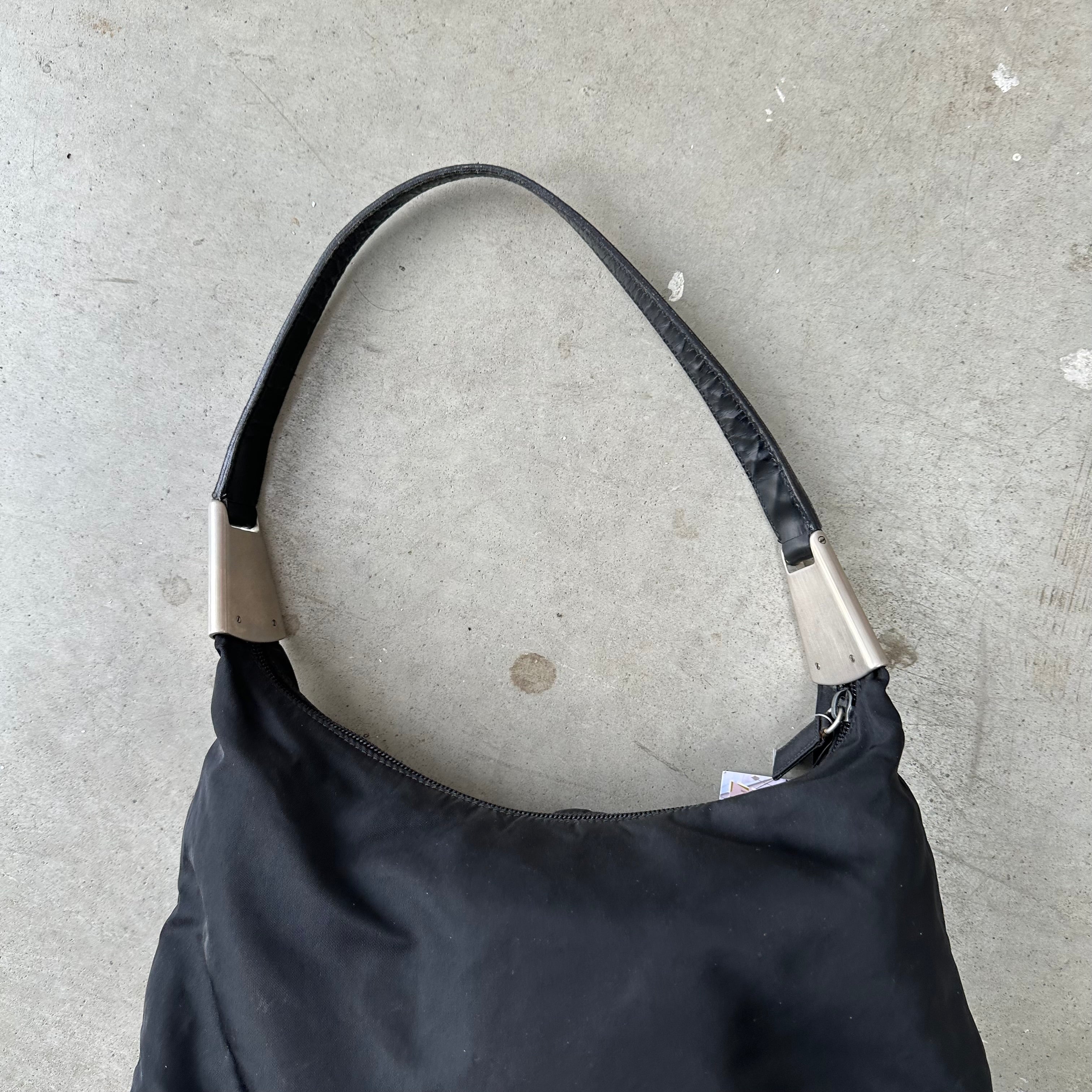 Prada Metal Side Shoulder Bag Nylon Black