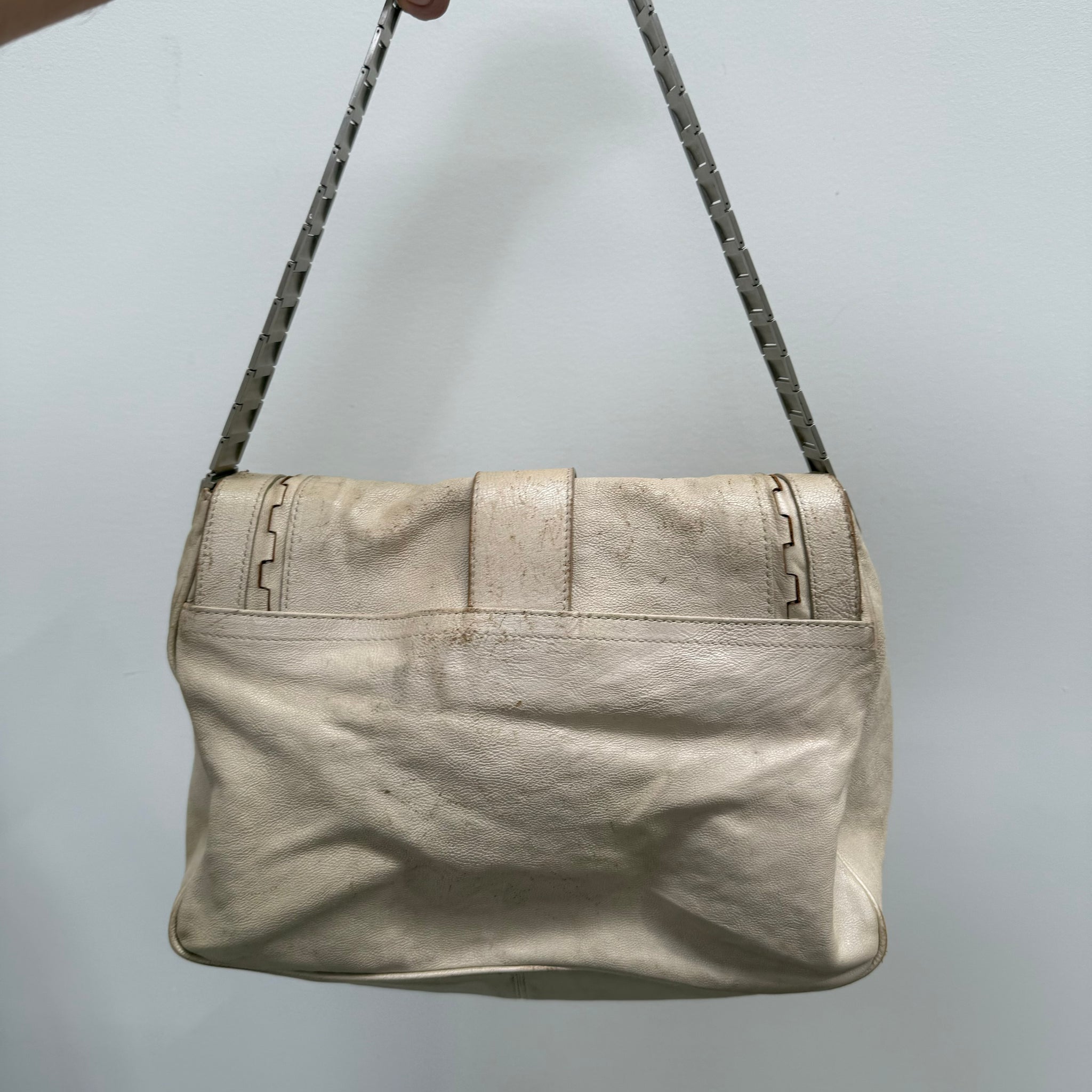 Dior White Leather Gaucho Double Saddle Shoulder Bag (2006)