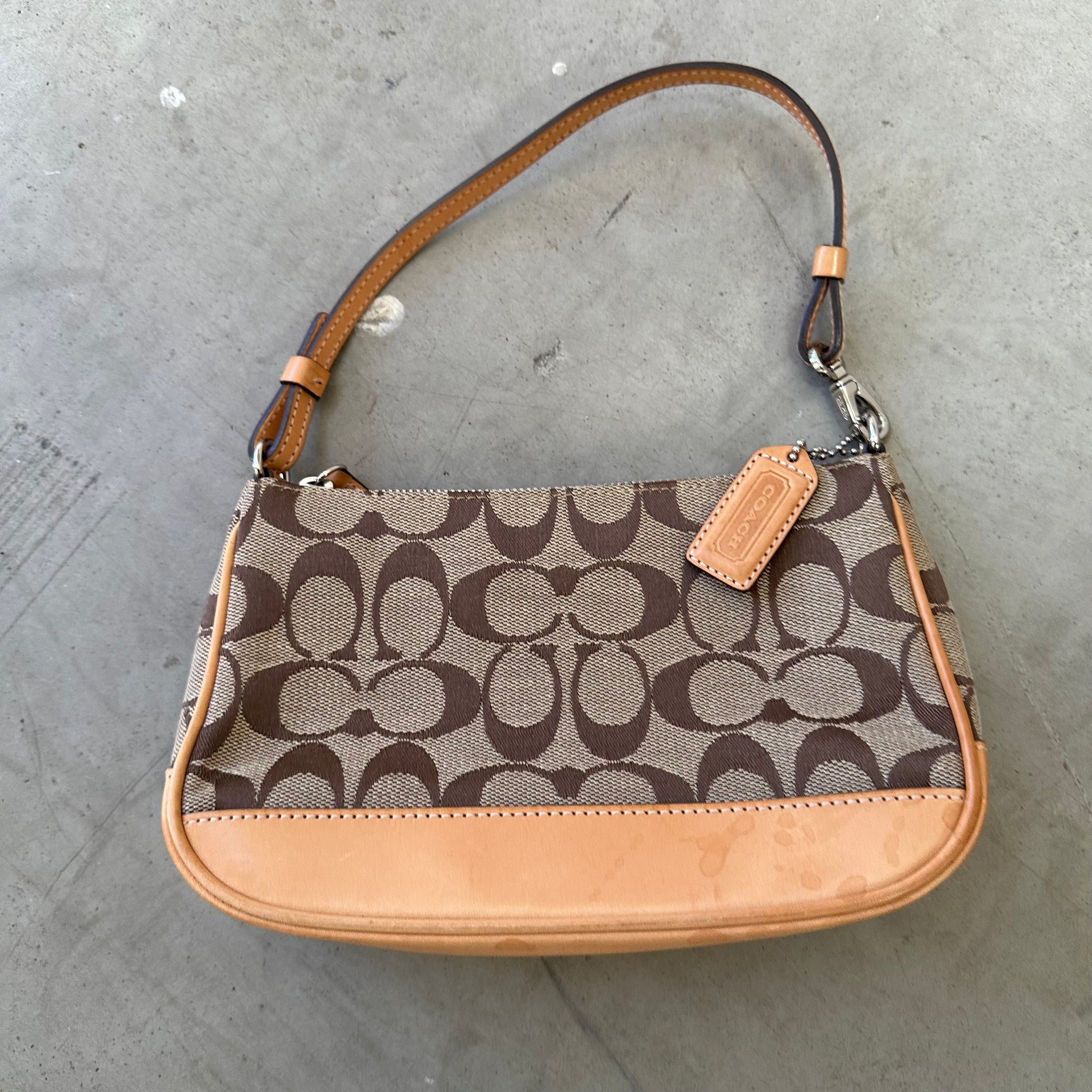 Coach Logo Print Brown Pochette Bag