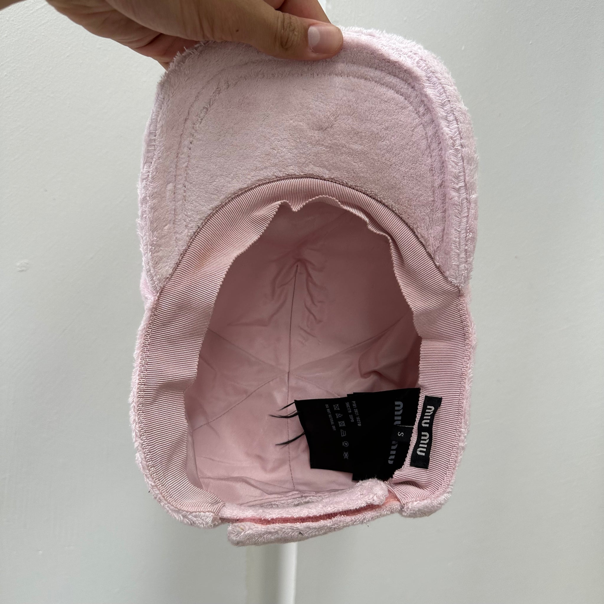 Miu Miu Terry Embroidered Logo Pink Baseball Cap