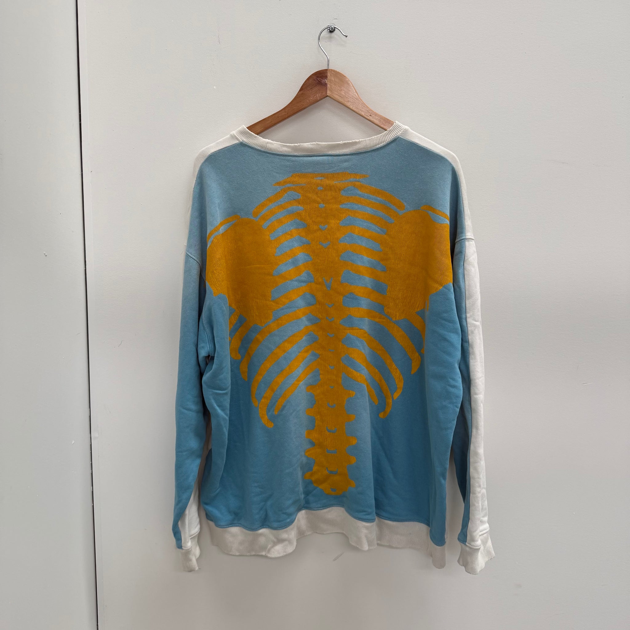 Kapital Skeleton Two Tone Crewneck White/Blue (fits Size L)