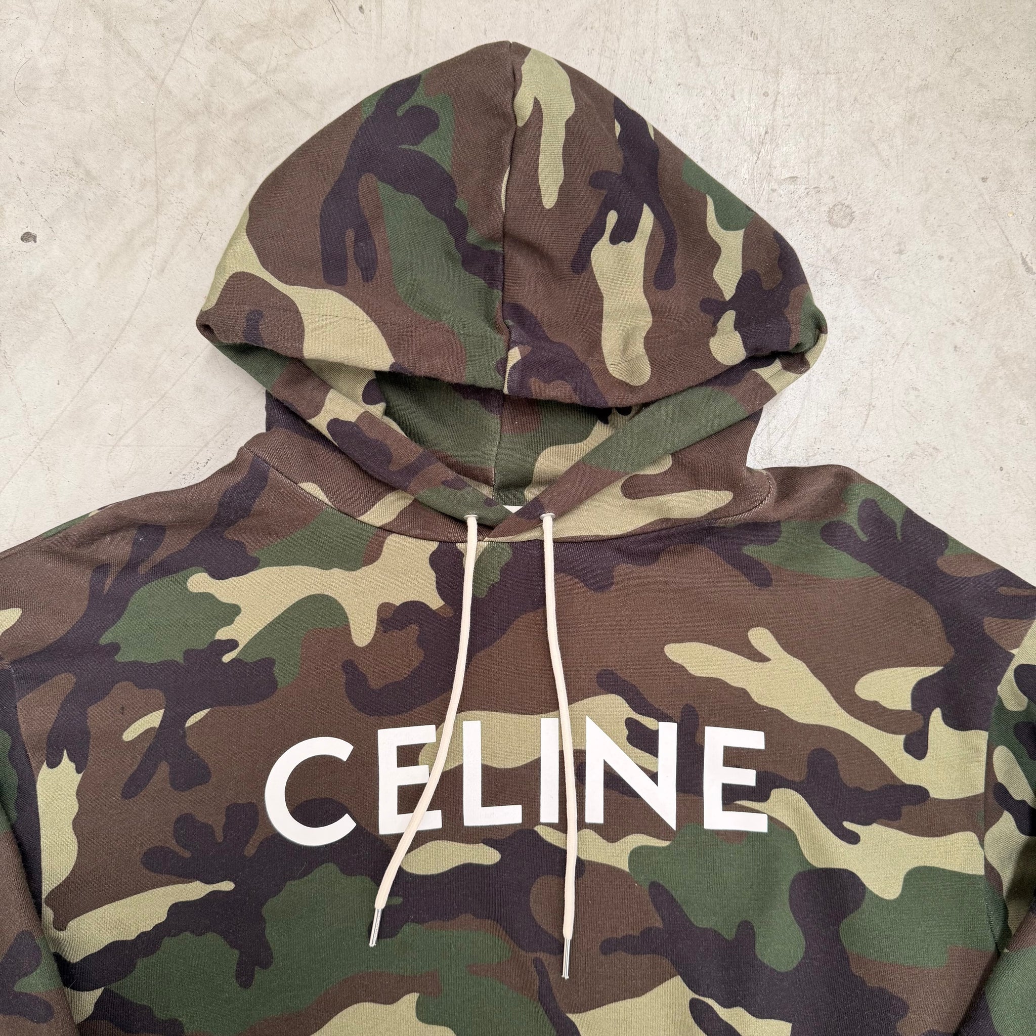 Celine Front Logo Hoodie Green Camo (Size L)