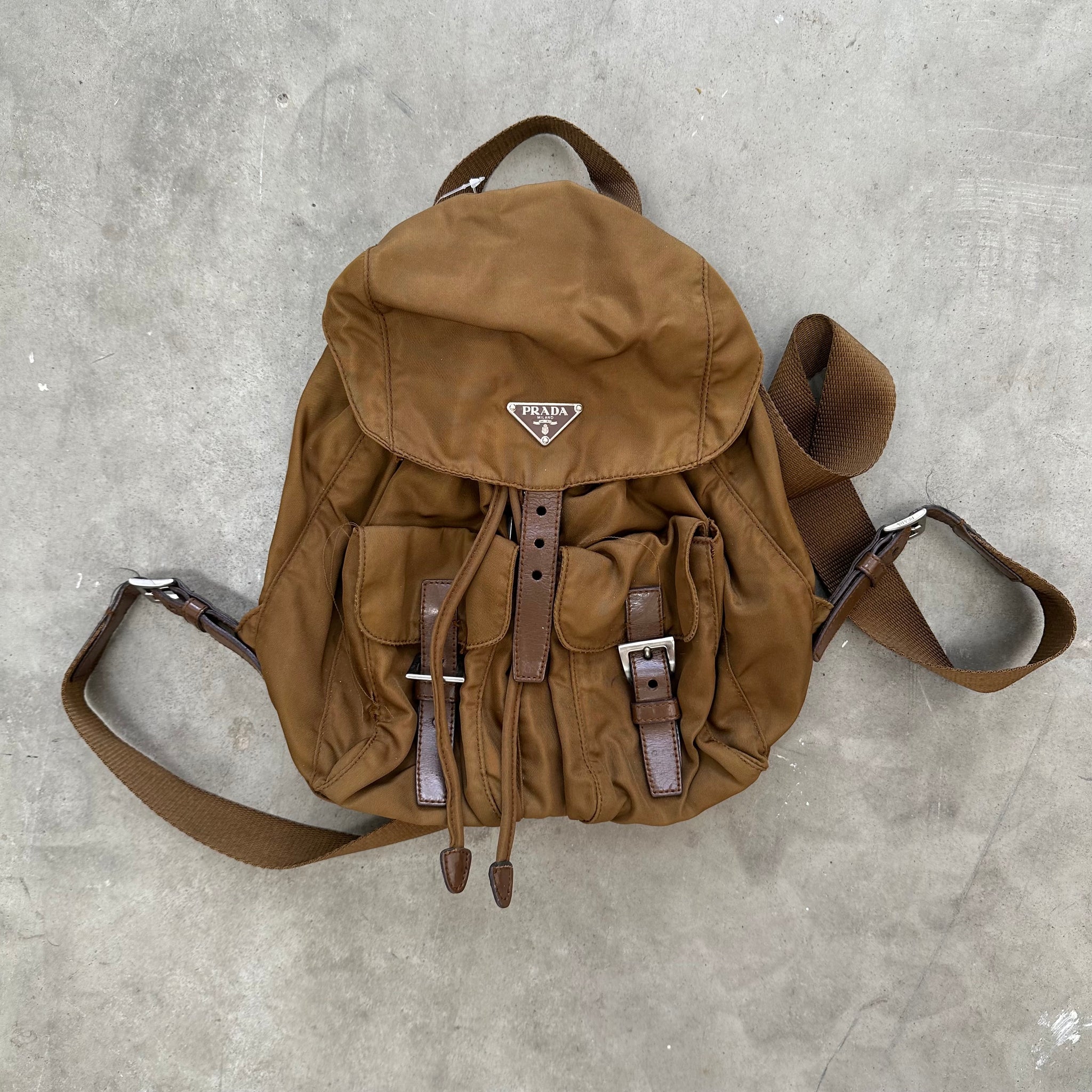 Prada Small Backpack Caramel Brown