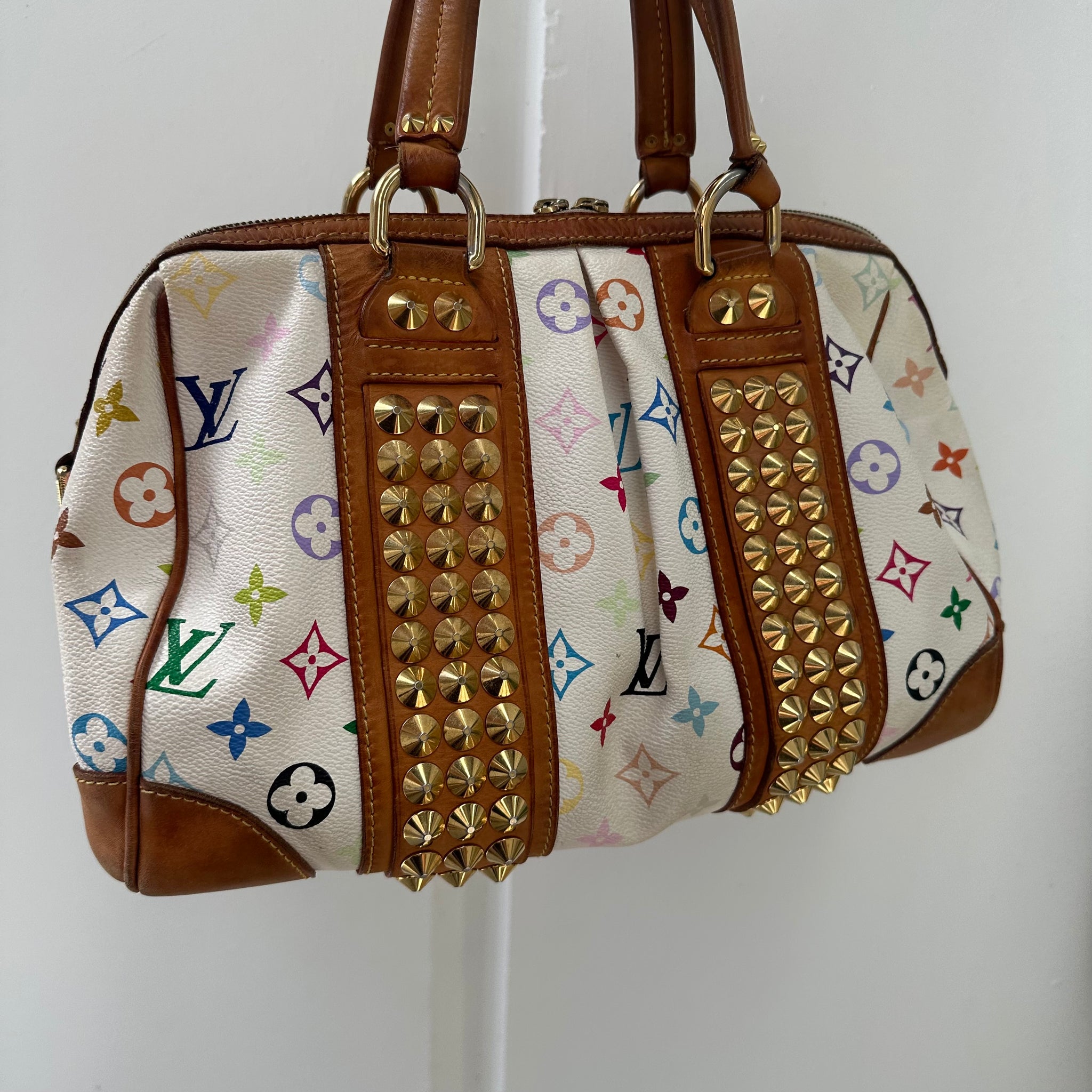 Louis Vuitton Takashi Murakami Multicolour Courtney MM Hand Bag White