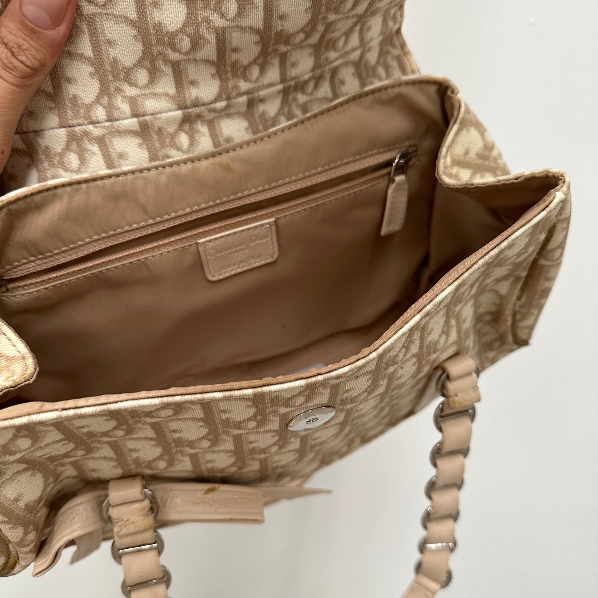 Christian Dior PVC and Leather Beige Romantic Shoulder Bag