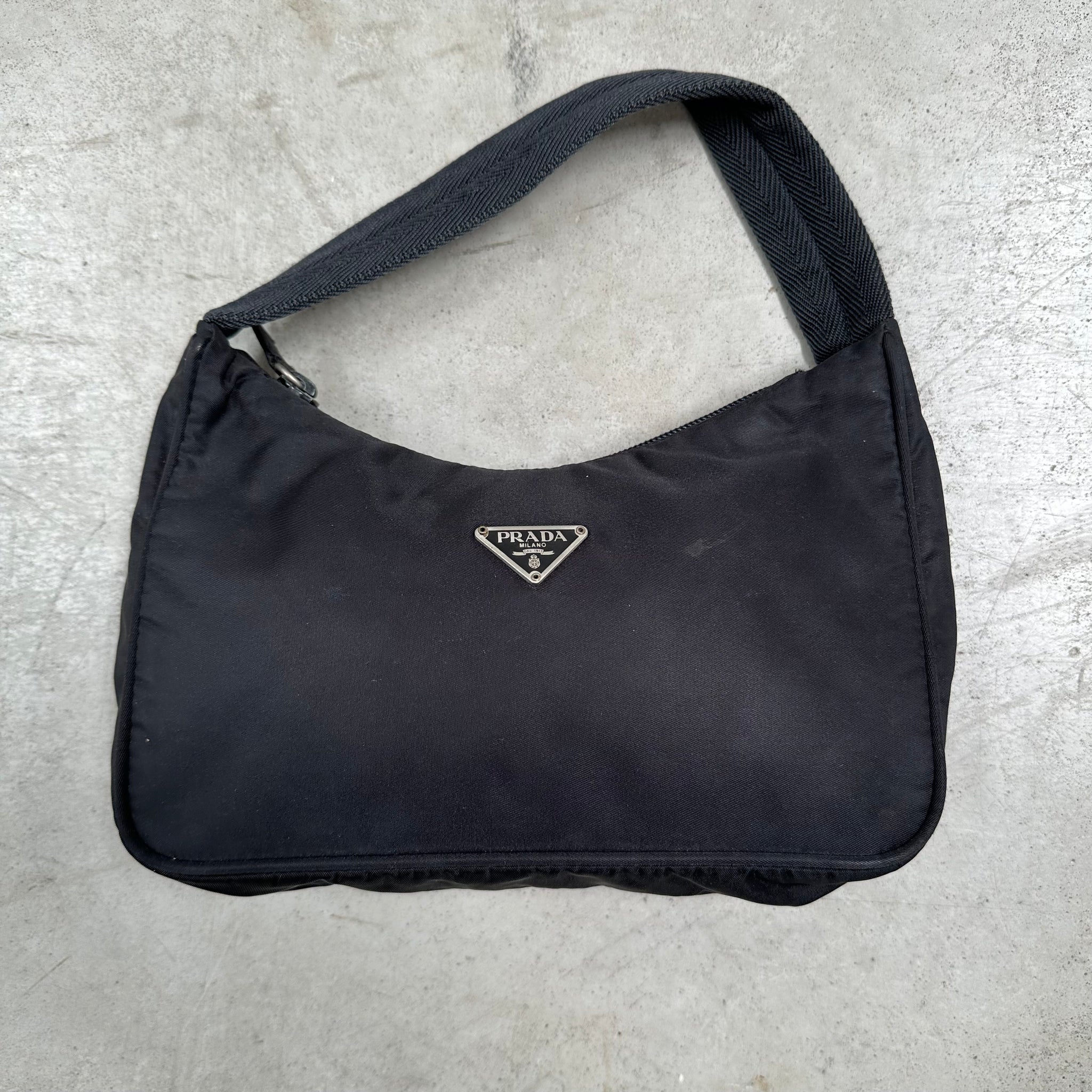 Prada Black Nylon Shoulder Hobo Bag