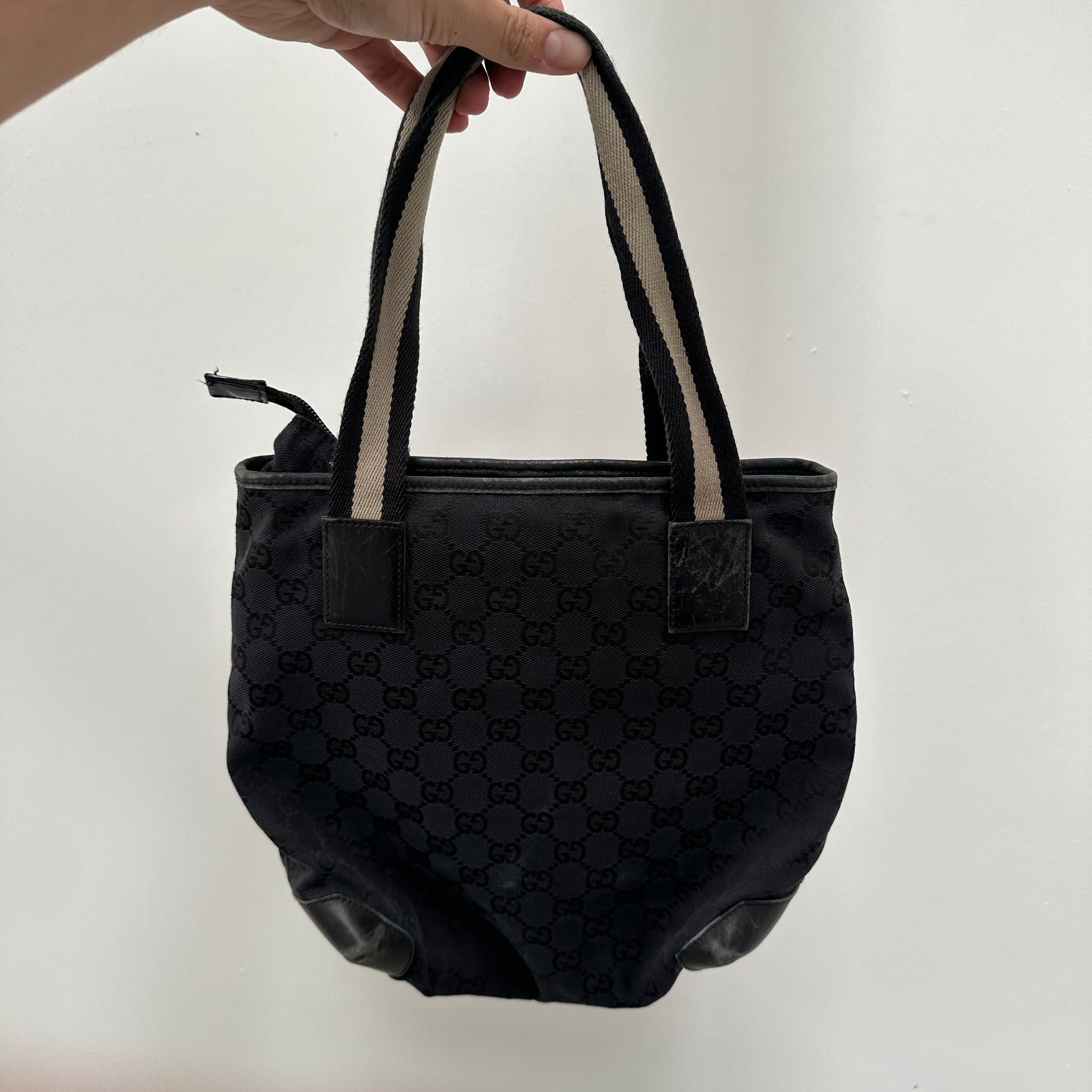 Gucci Front Pocket Tote Bag Canvas Black