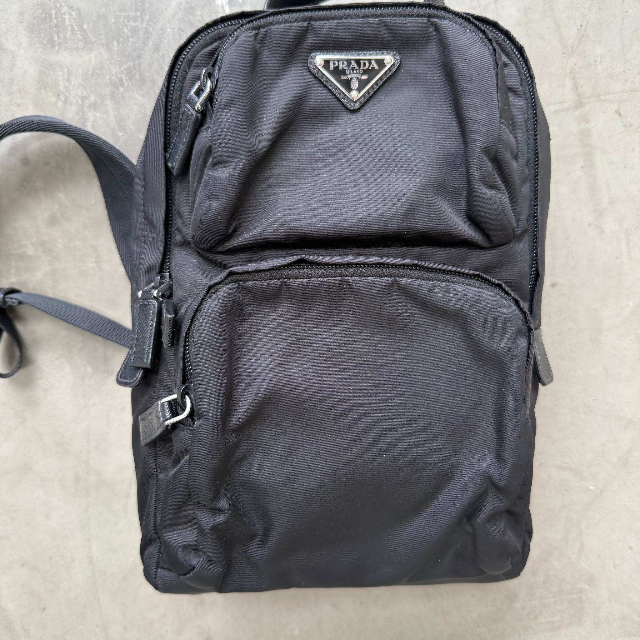 Prada Black Re-Nylon Sling Backpack Style Bag
