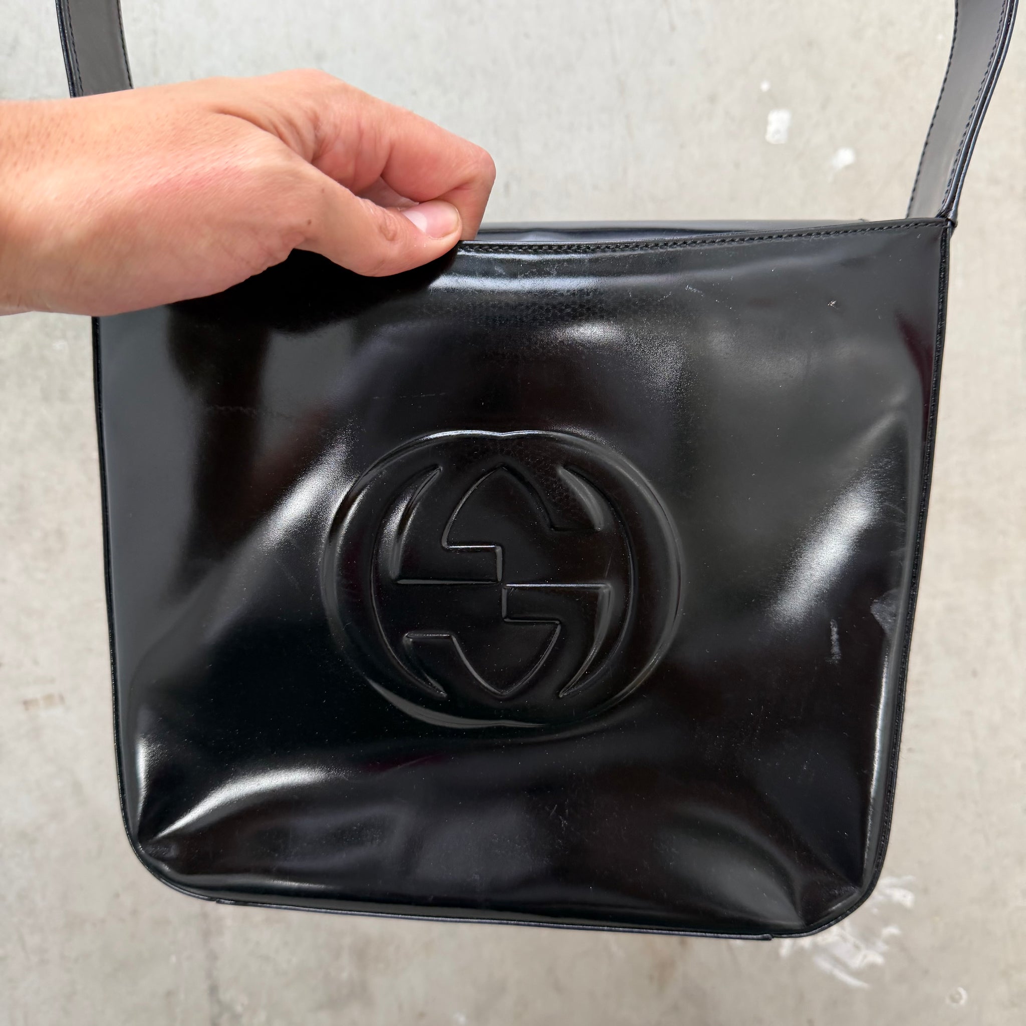 Gucci Black Patent Leather Shoulder Bag