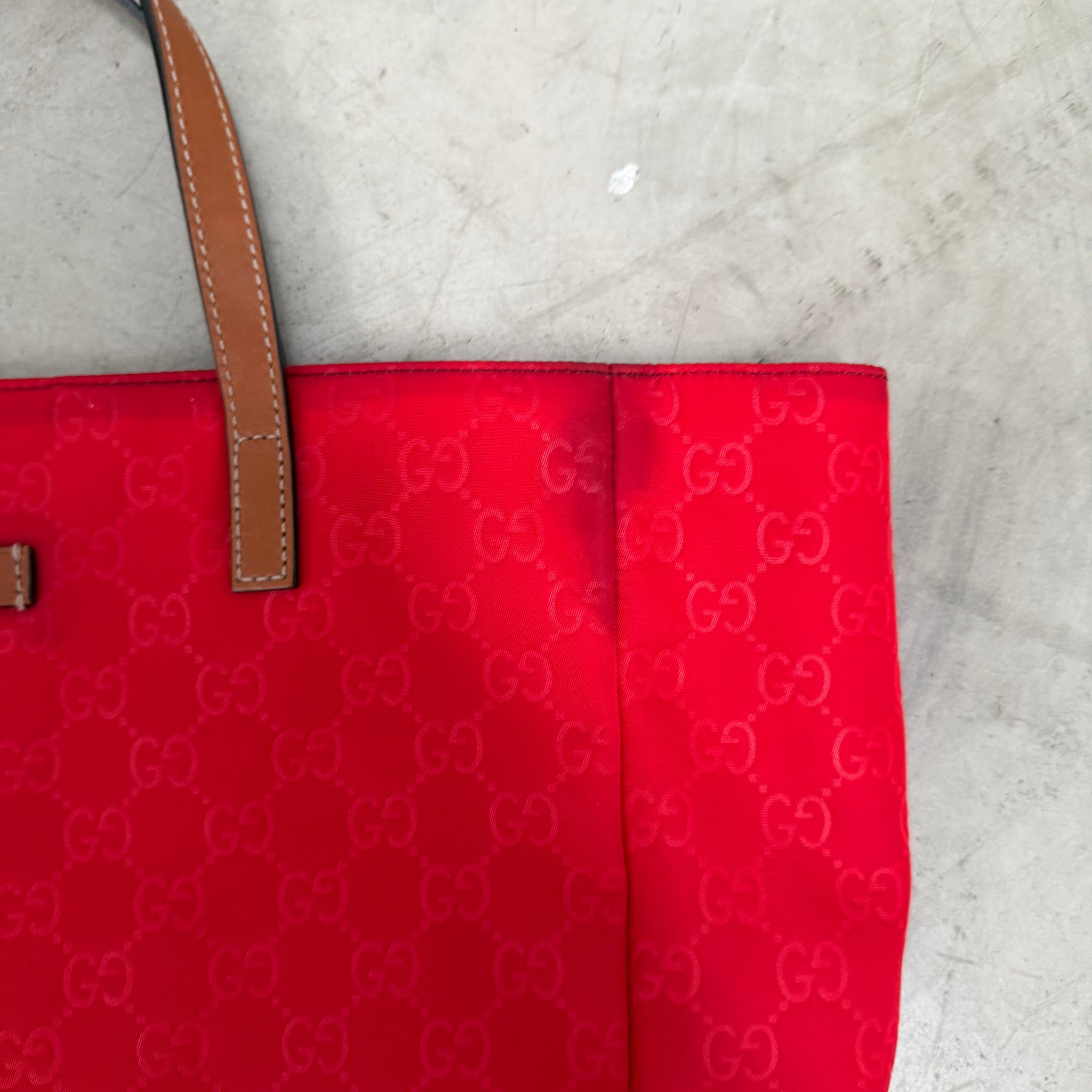Gucci GG Print Nylon Red Tote Bag