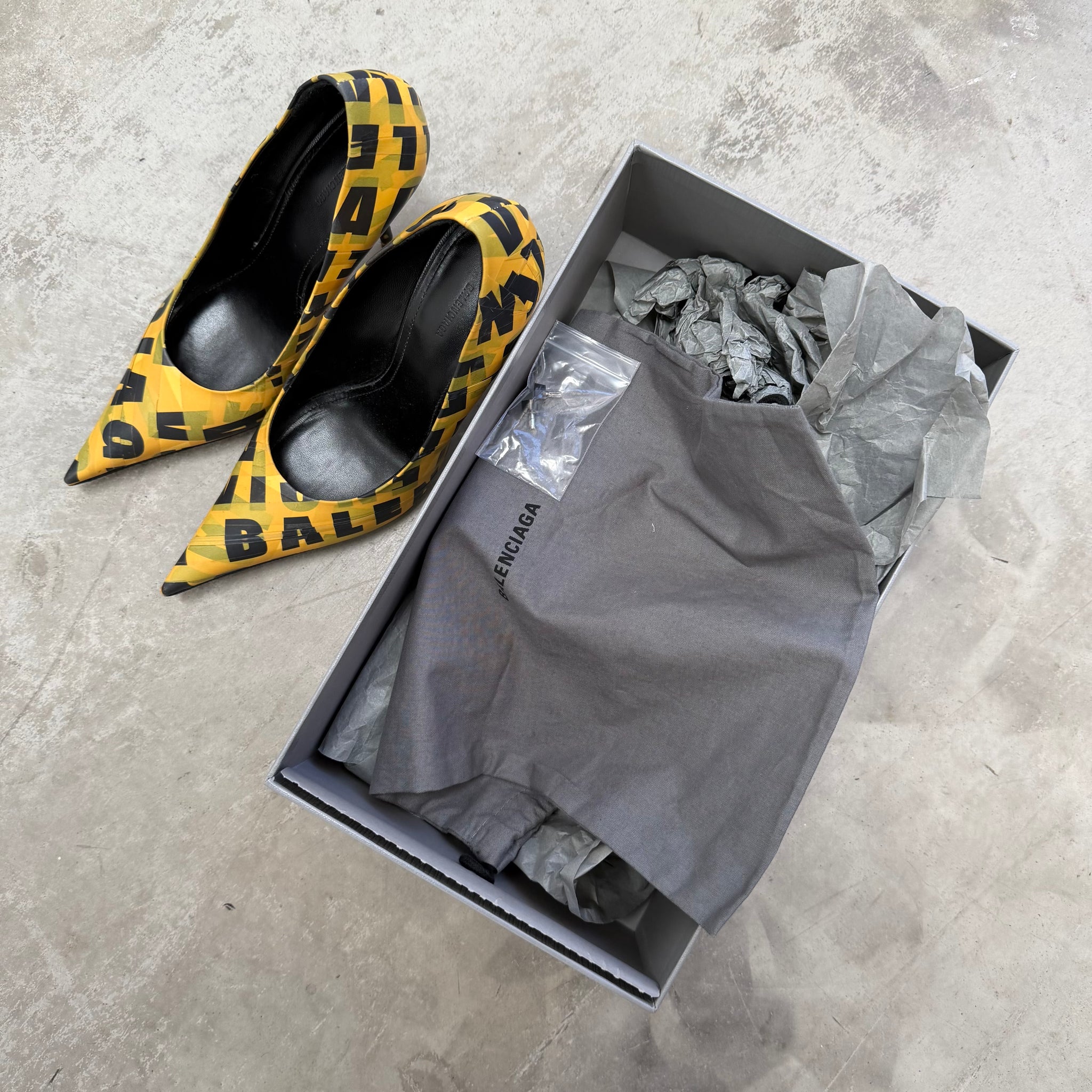 Balenciaga Knife 110mm Logo Print Heels (Size 38)