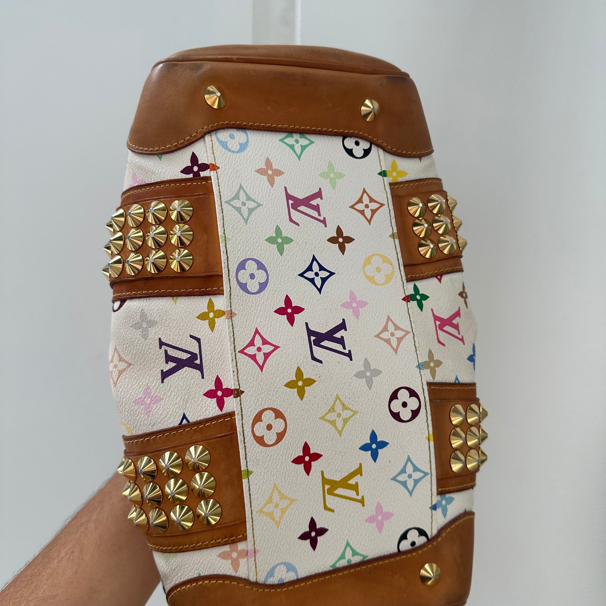 Louis Vuitton Takashi Murakami Multicolour Courtney MM Hand Bag White