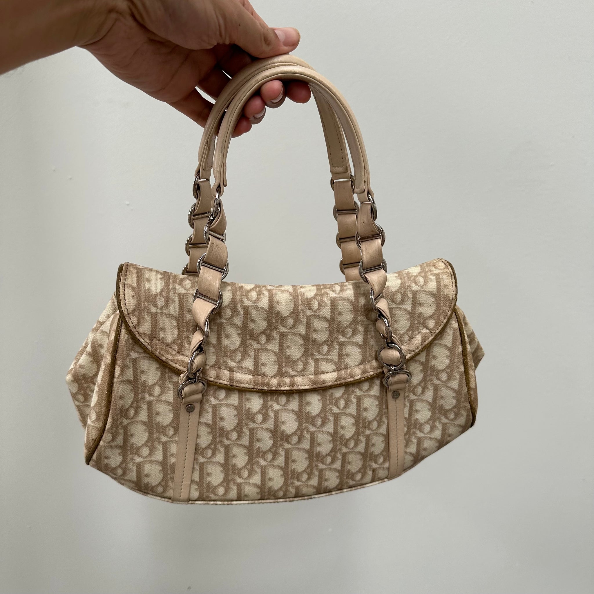 Christian Dior PVC and Leather Beige Romantic Shoulder Bag