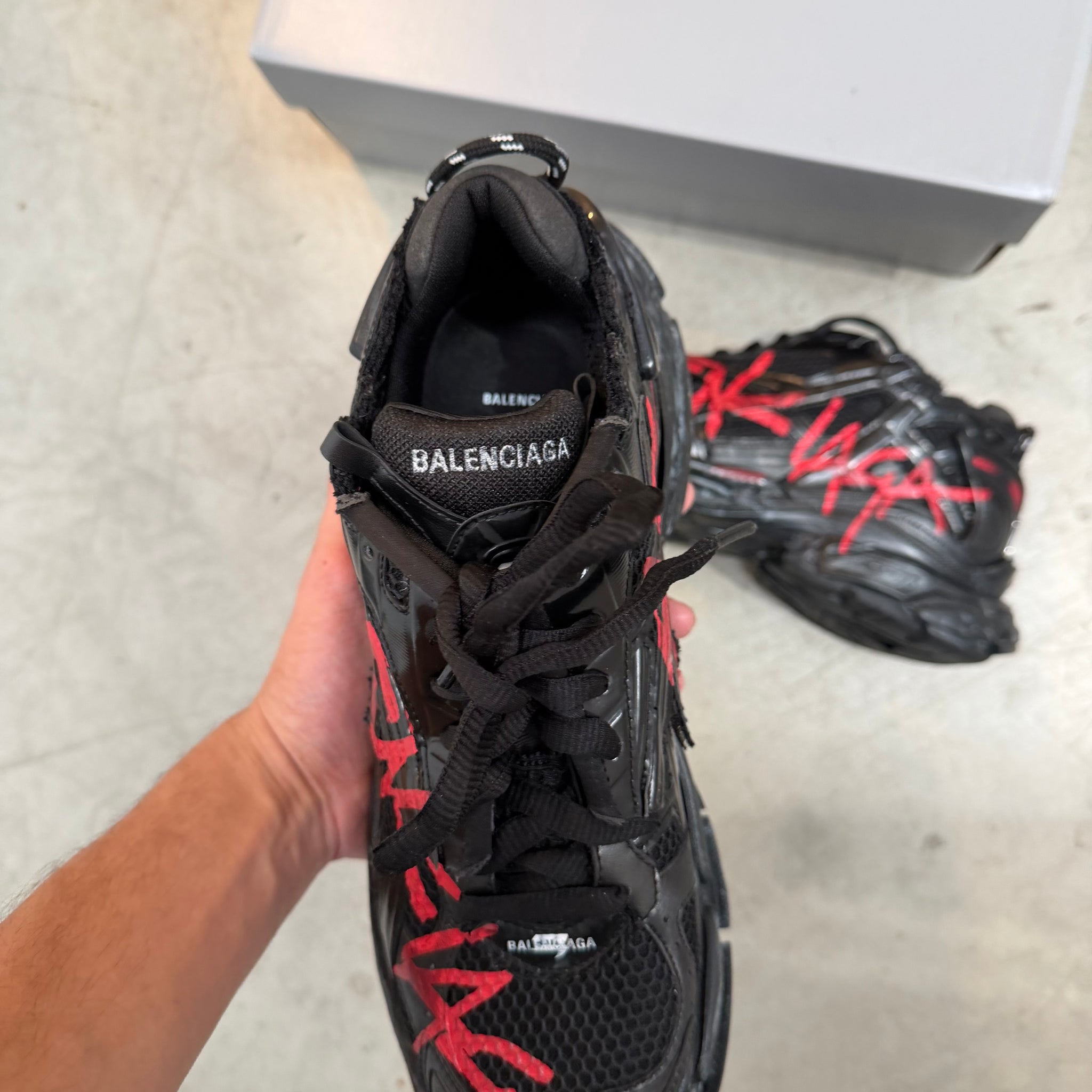Balenciaga Black Graffiti Runner Sneaker (EU45/US12)