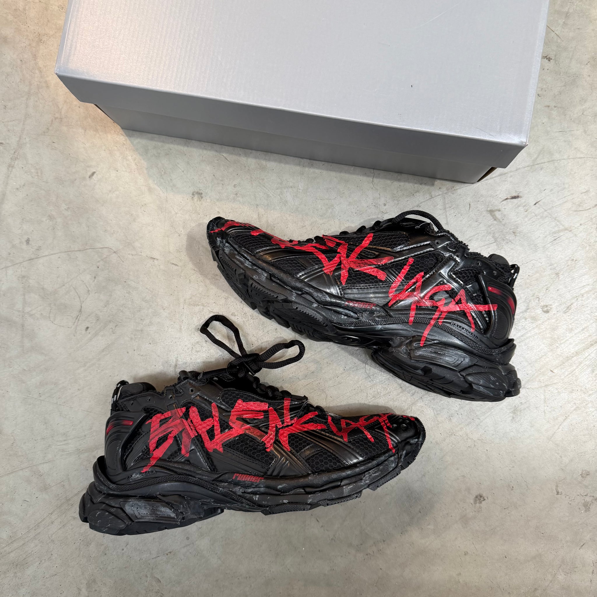 Balenciaga Black Graffiti Runner Sneaker (EU45/US12)
