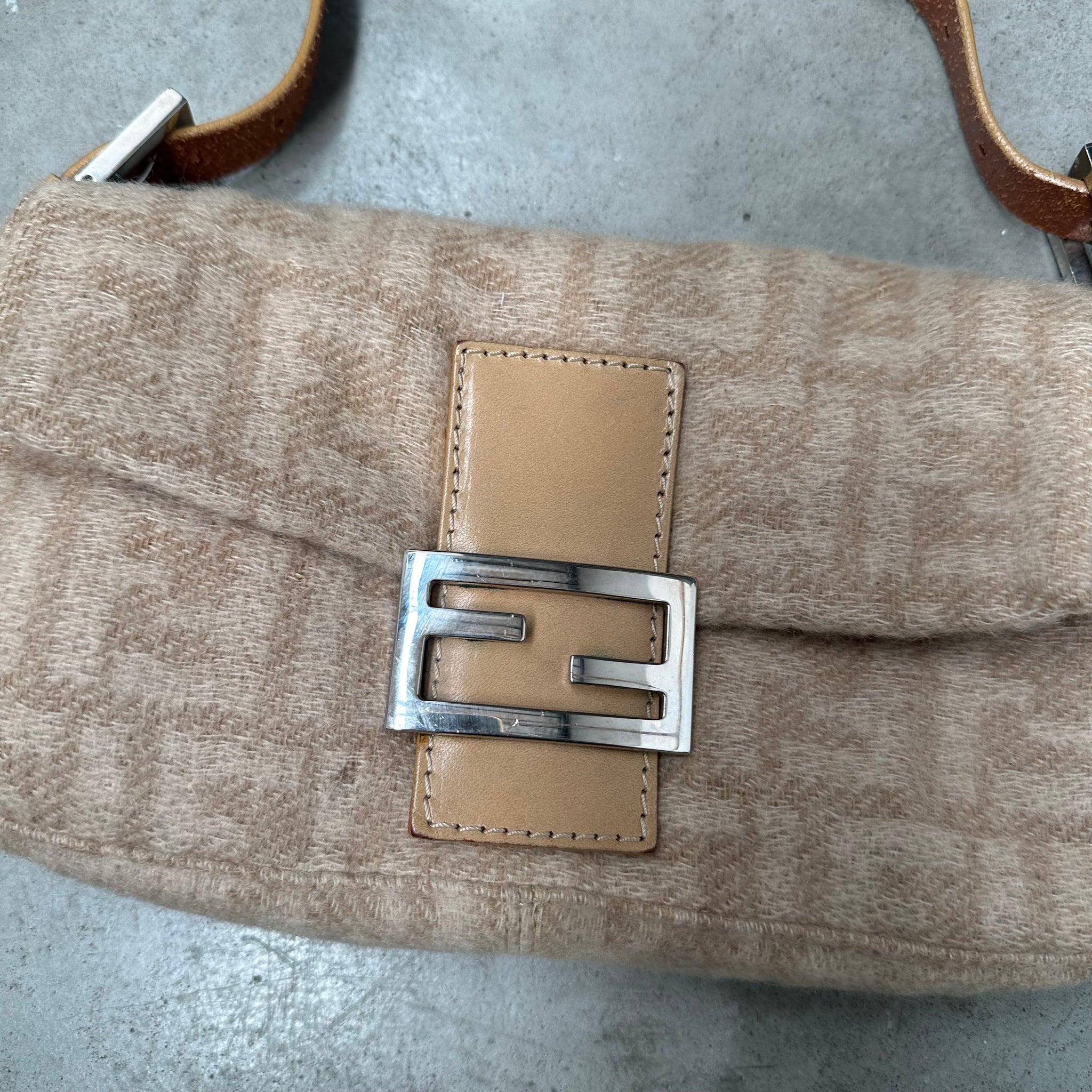 Fendi Wool Baguette Shoulder Bag