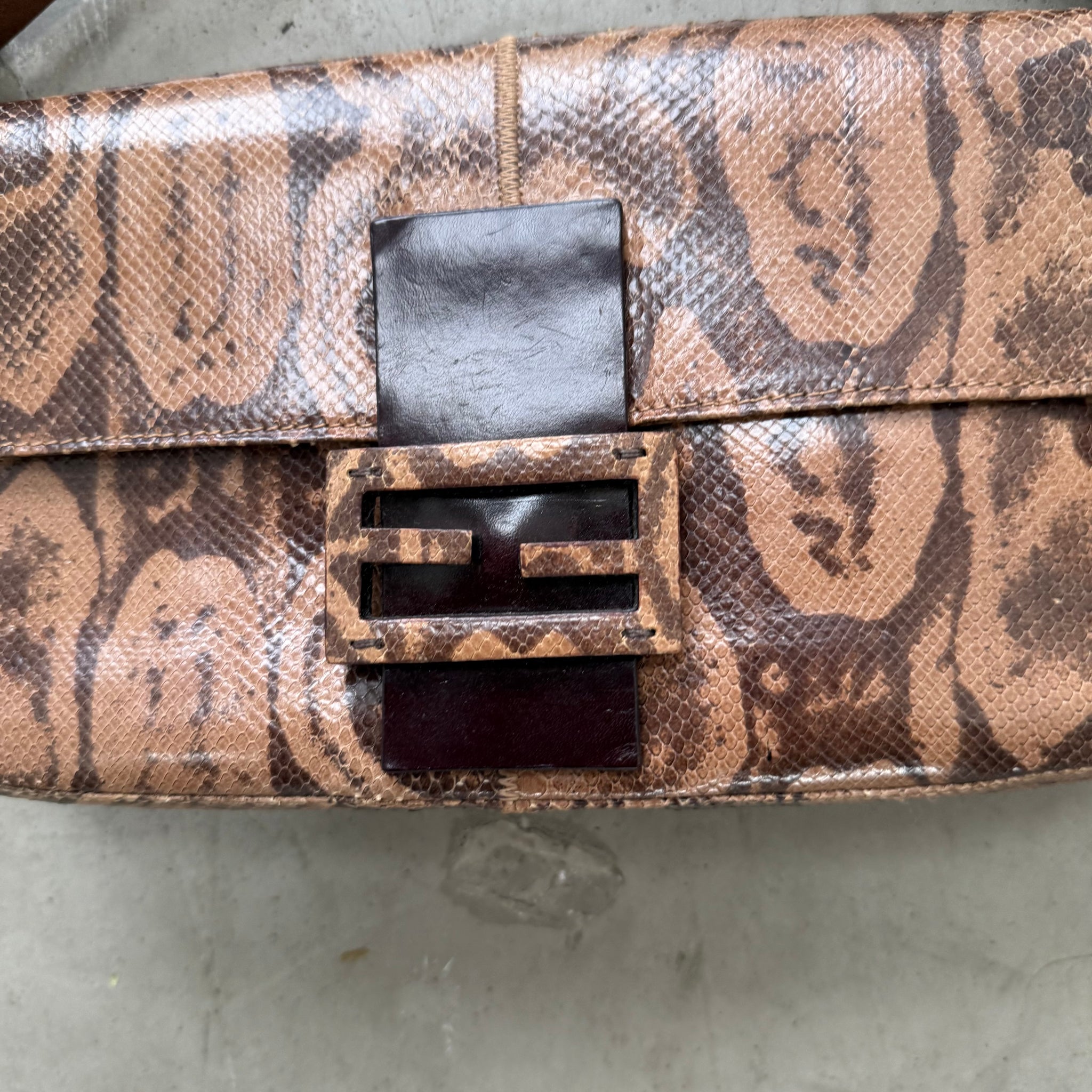 Fendi Python Brown Baguette Bag