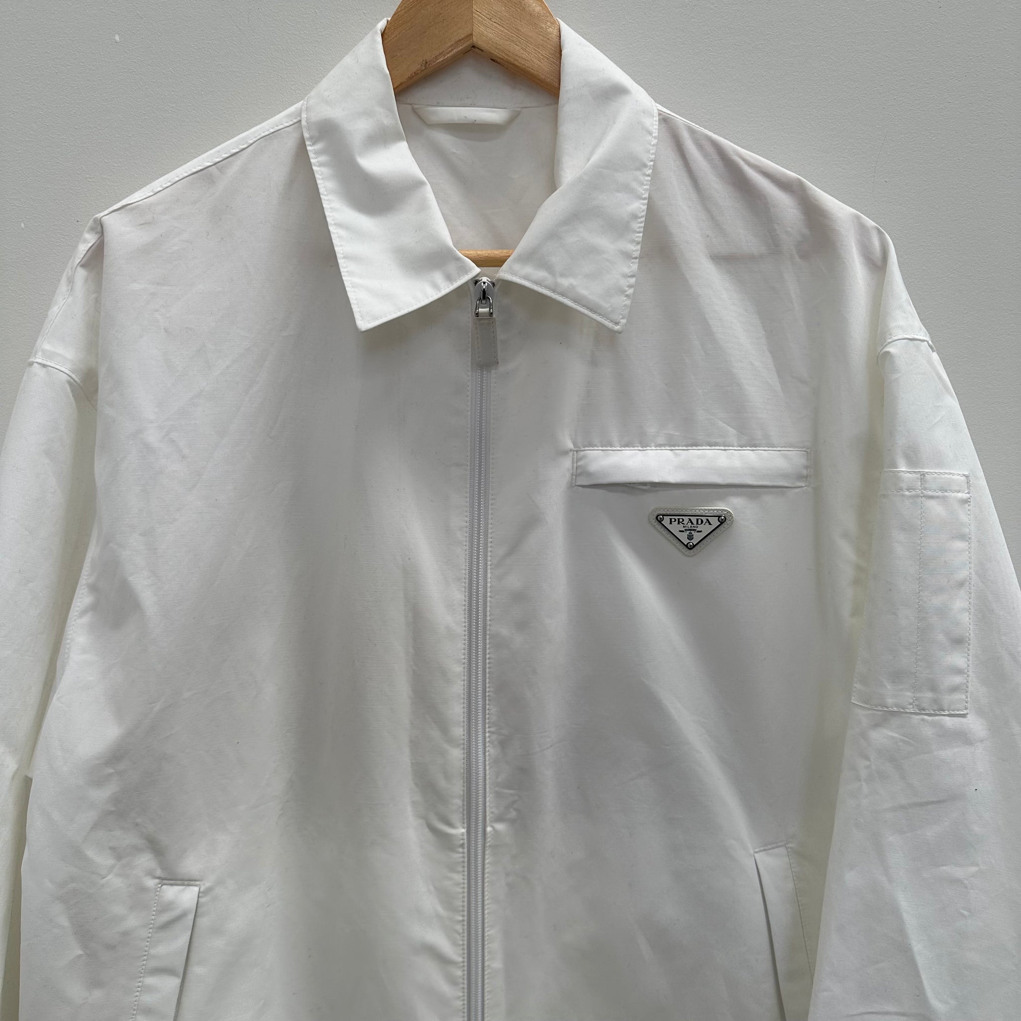 Prada White Nylon Zip Up Jacket (Size S)