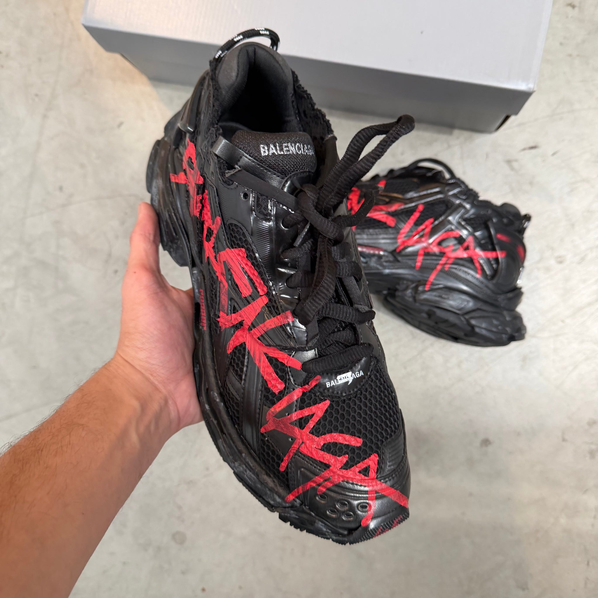 Balenciaga Black Graffiti Runner Sneaker (EU45/US12)