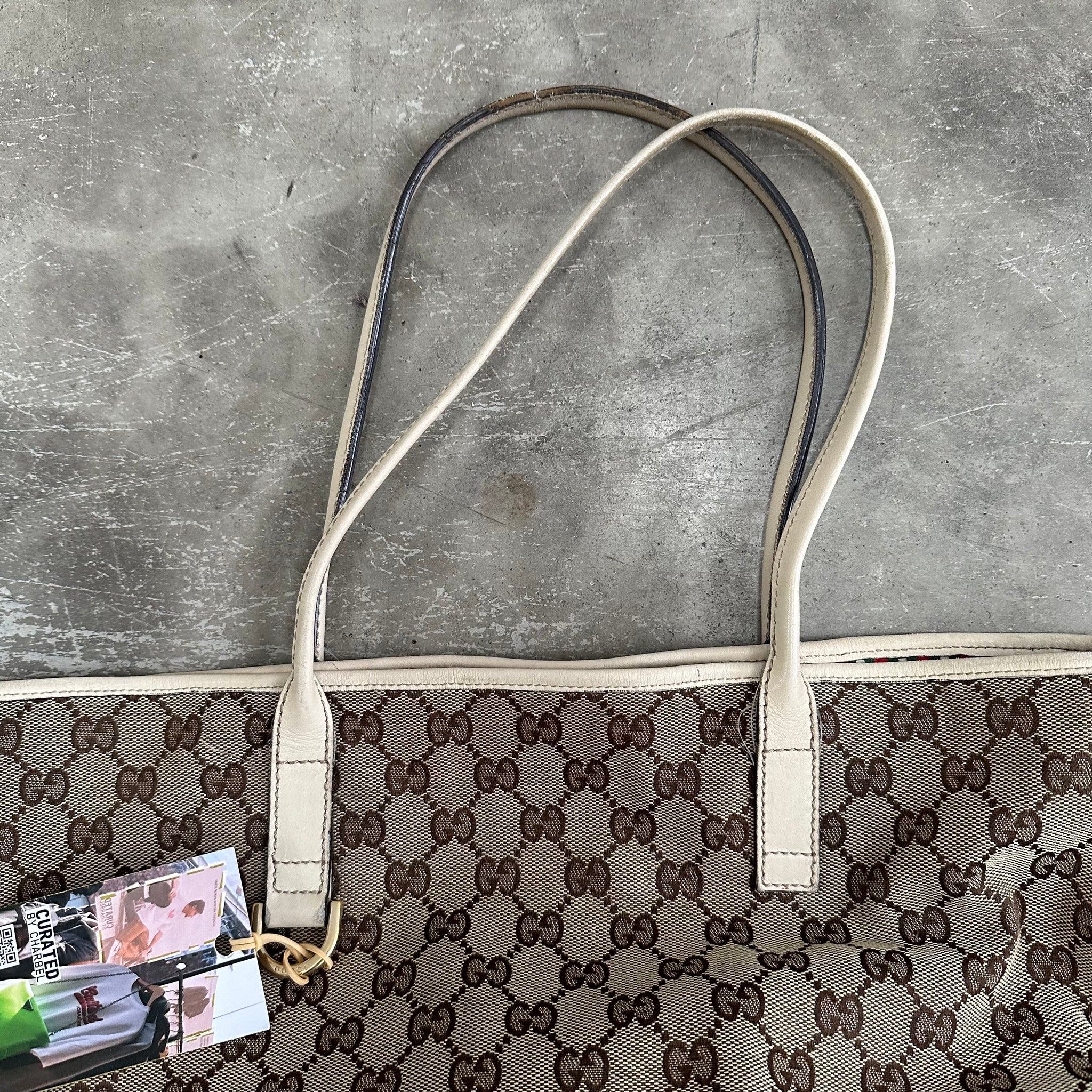 Gucci GG Canvas Britt Tote Bag White Beige