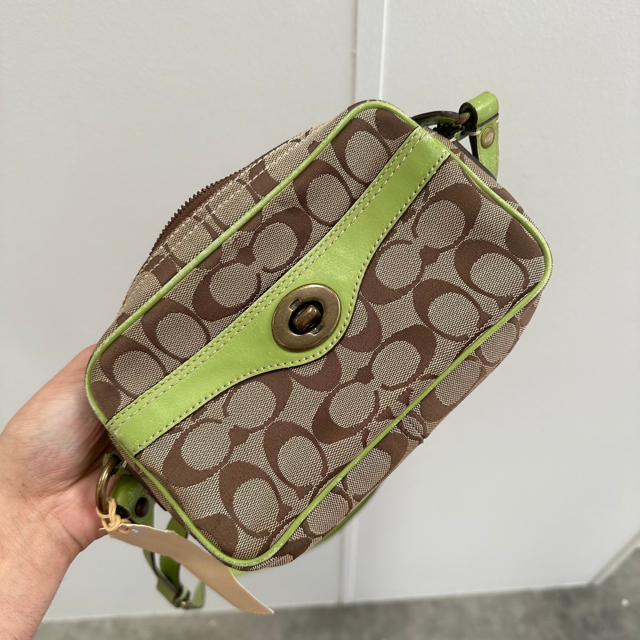Coach Signature Crossbody Bag Beige/Neon