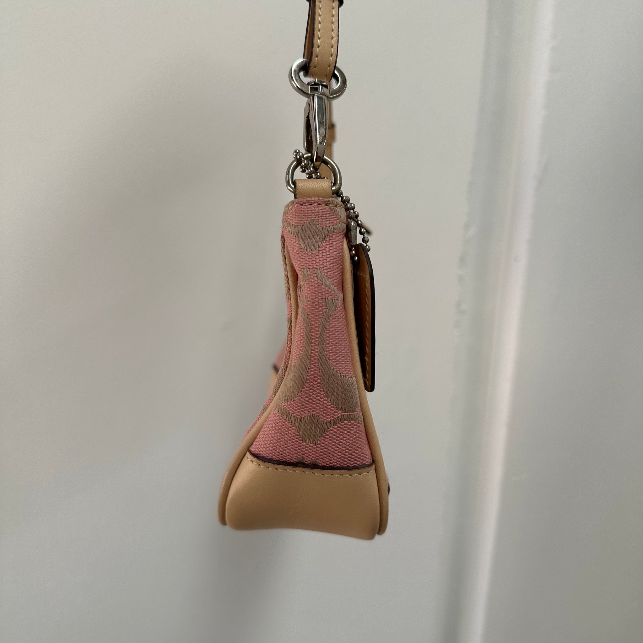 Coach Logo Print Pink Pochette Bag