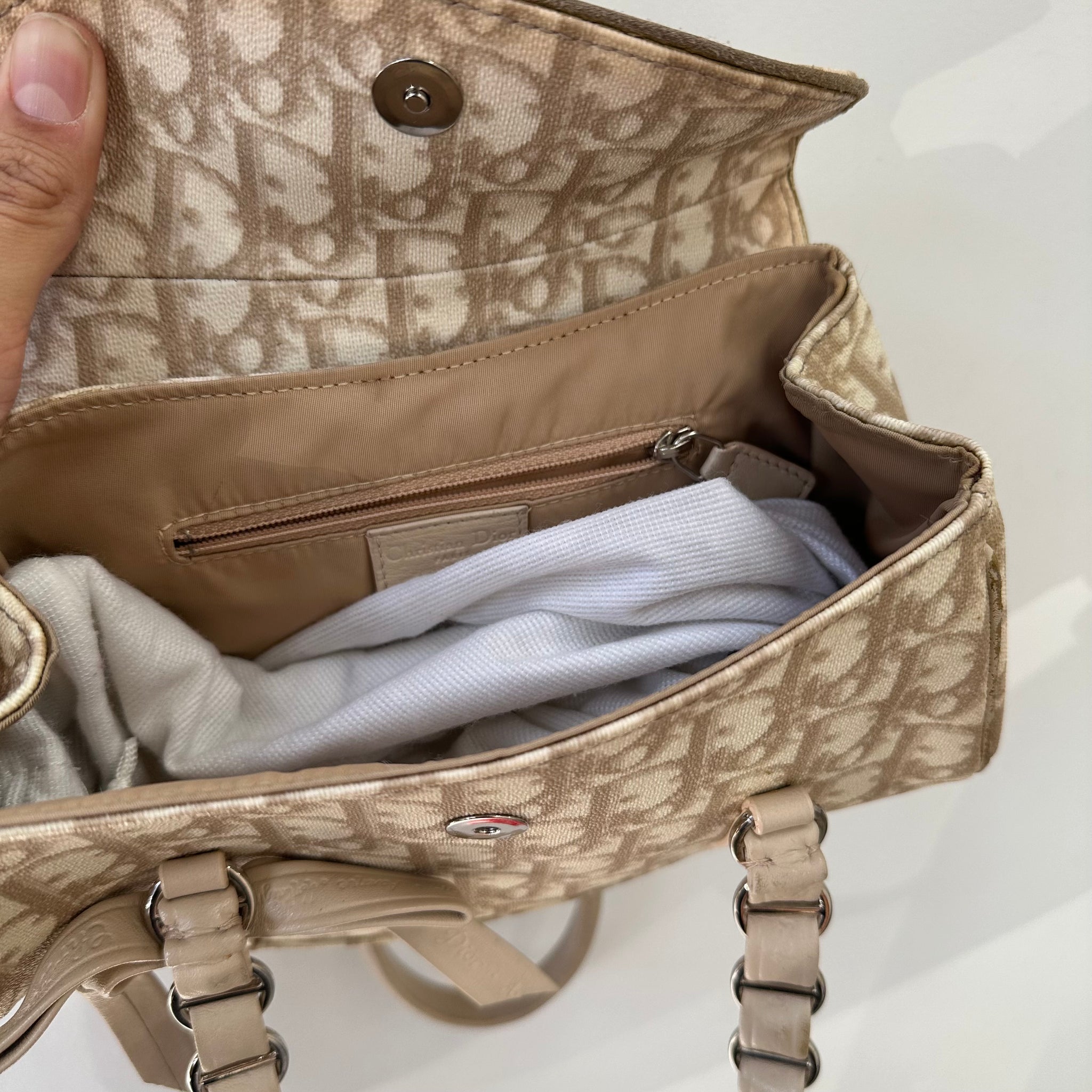 Christian Dior PVC and Leather Beige Romantic Shoulder Bag