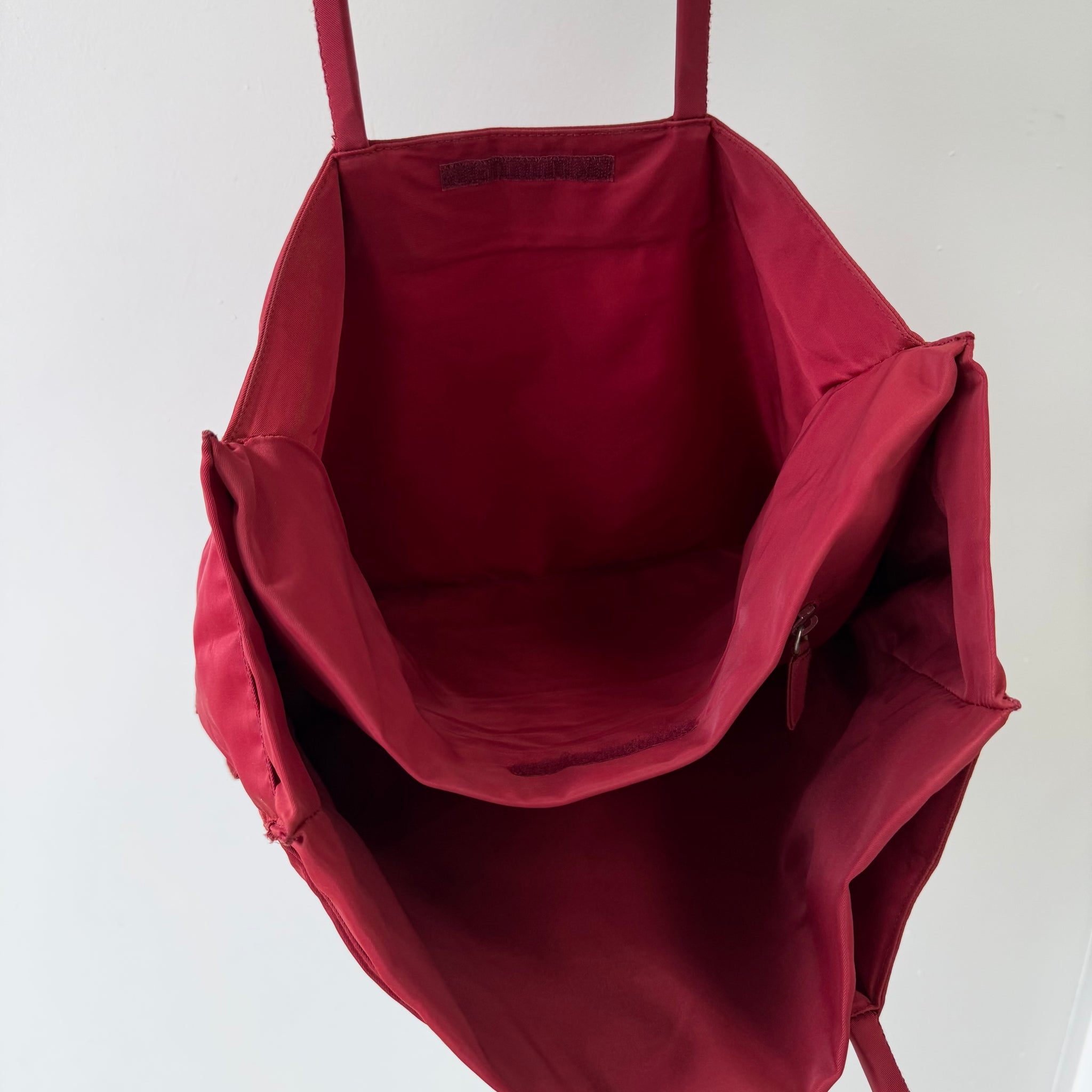 Prada Rectangle Tote Bag Nylon Cherry Red