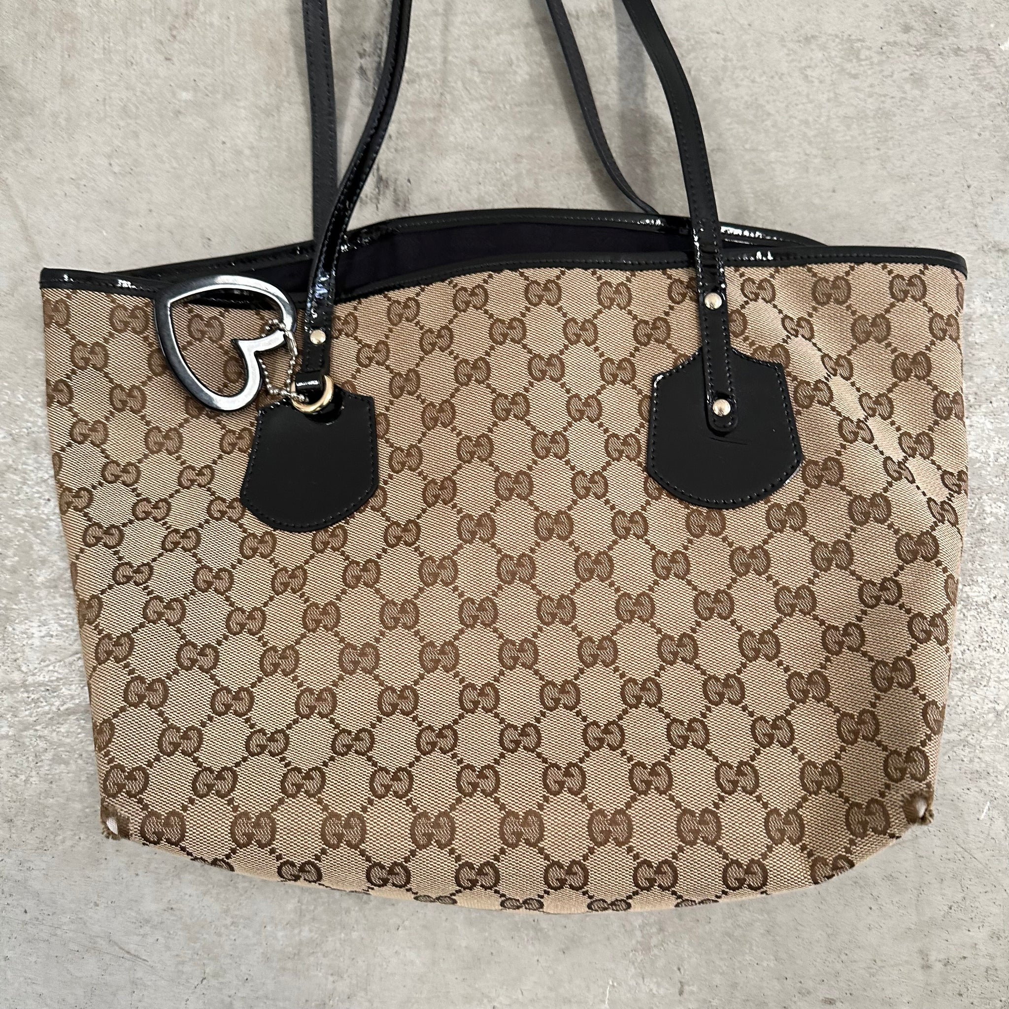 Gucci Brown GG Canvas Black Beige Jolie Tote Bag