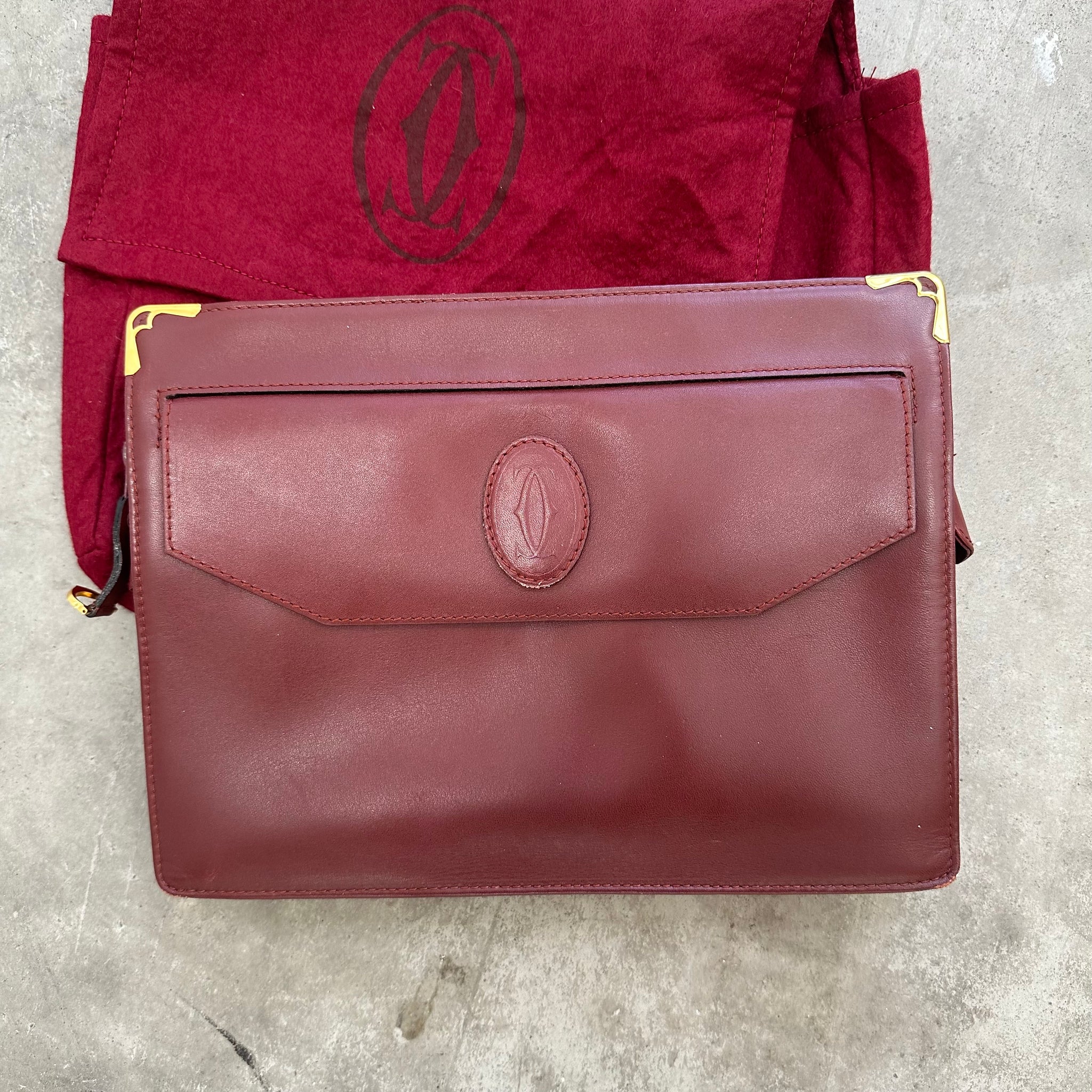 Cartier Vintage Leather Logo Clutch
