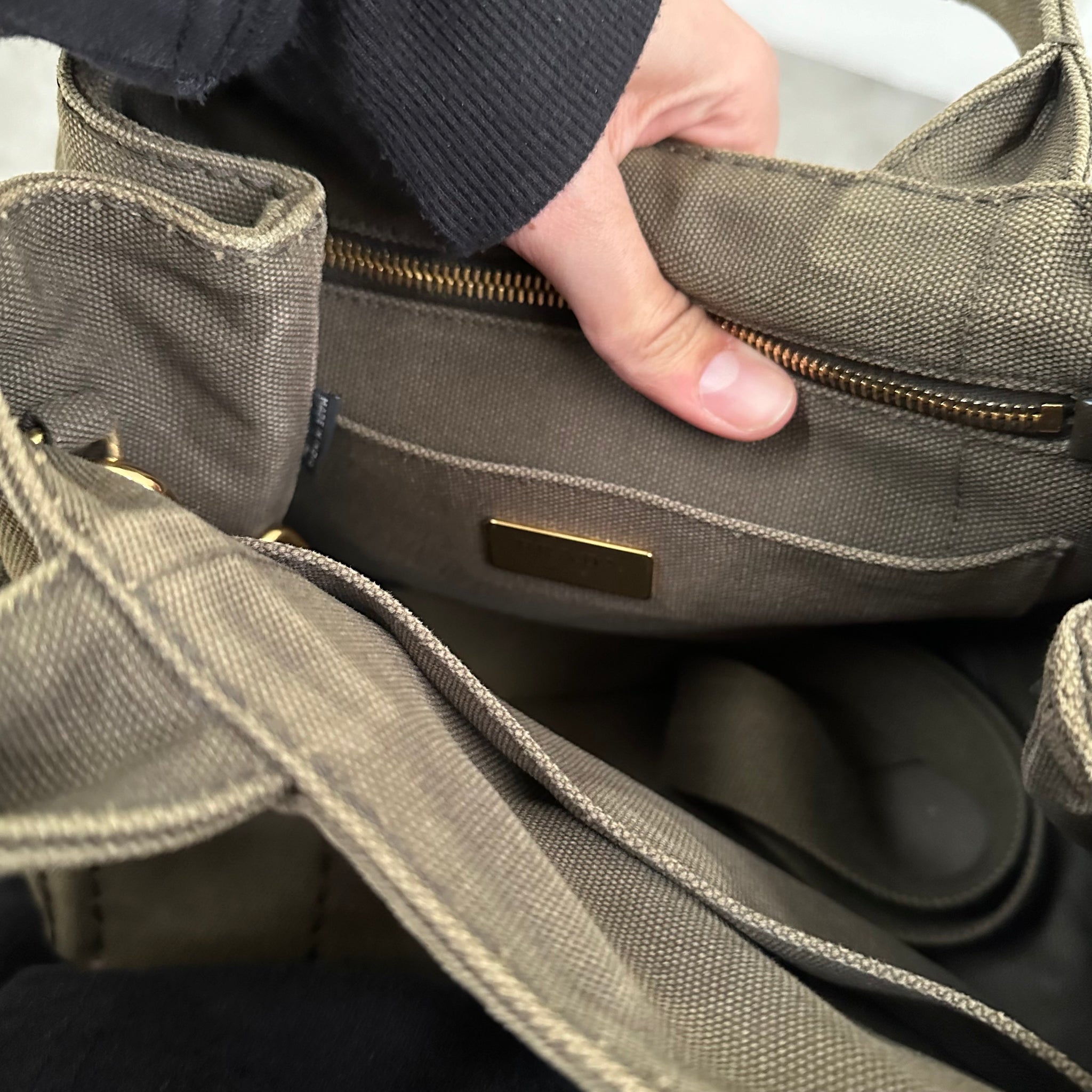 Prada Canapa Khaki Tote Bag