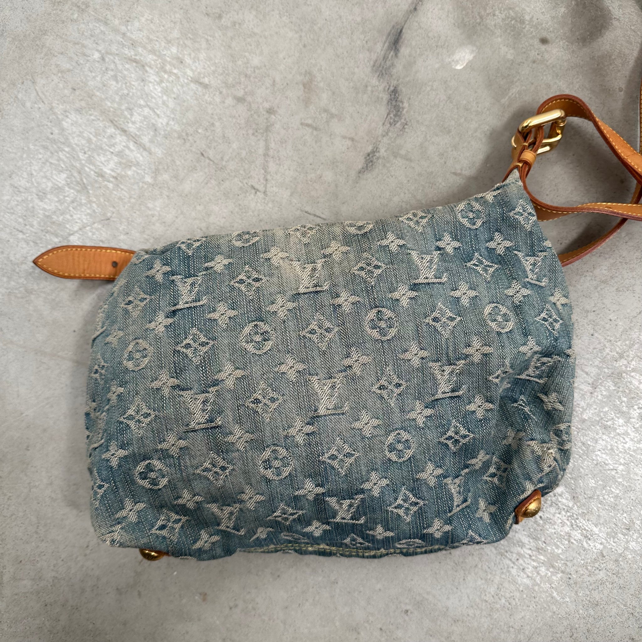 Louis Vuitton Monogram Denim Baggy PM Blue with Long Strap
