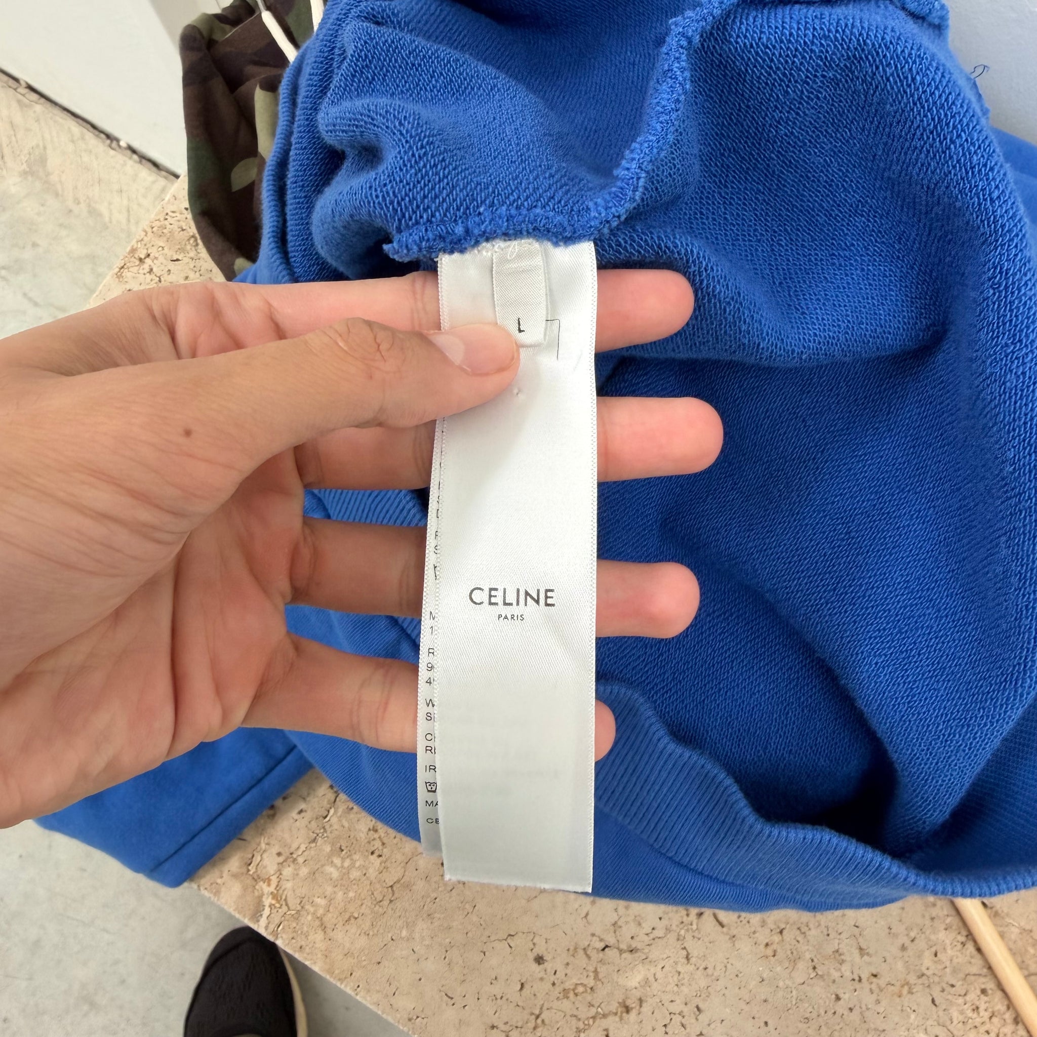 Celine Hood Logo Hoodie Blue (Size L)