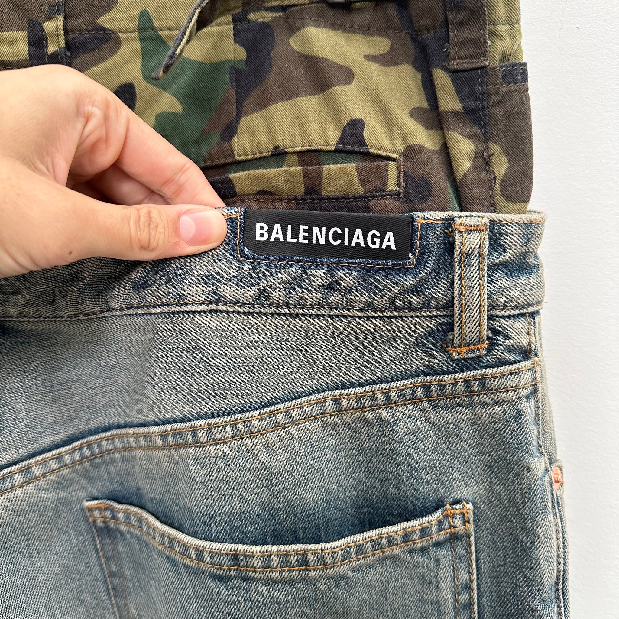 Balenciaga FW21 Afterworld Double Waisted Camo Denim (Size M)