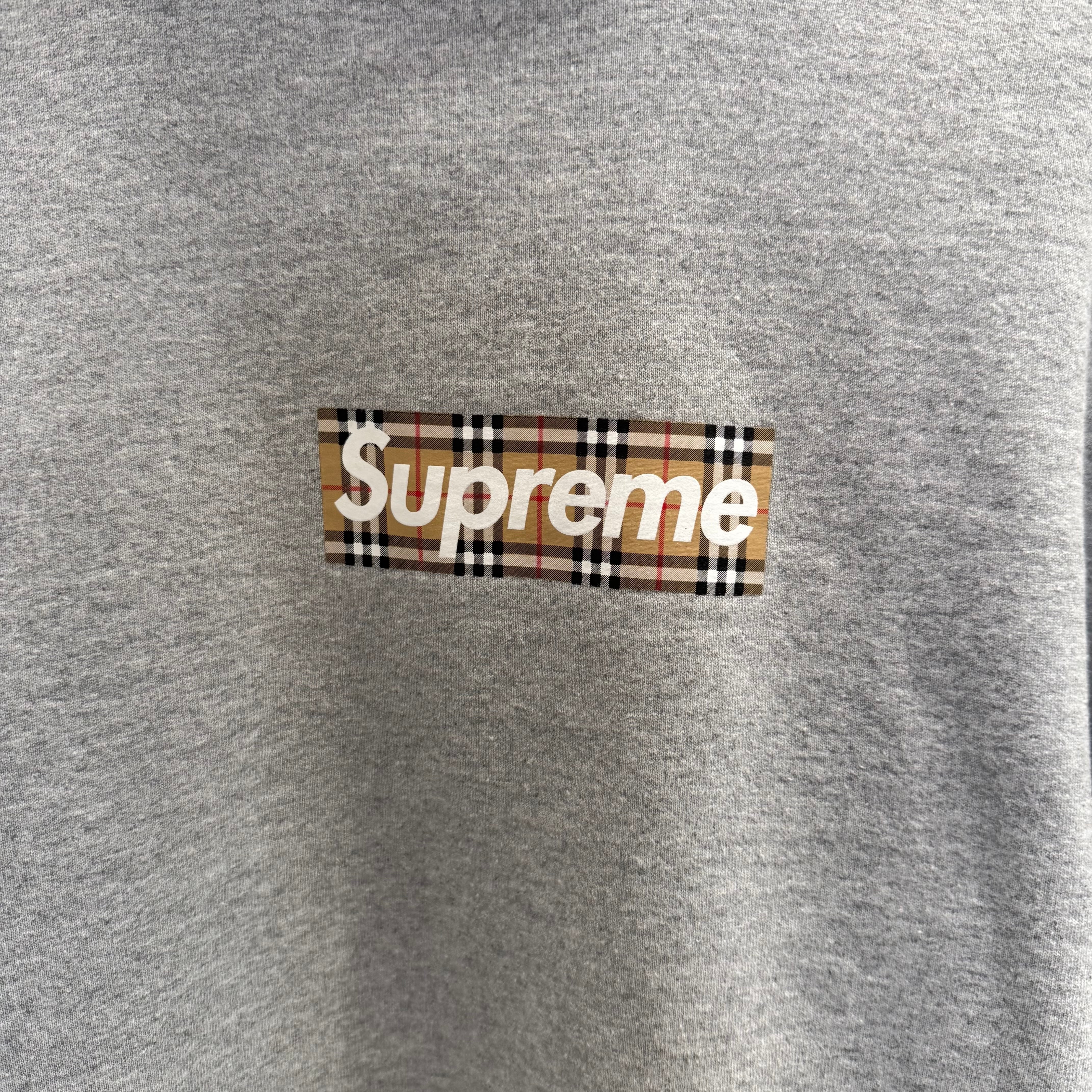 Supreme Burberry Box Logo Hoodie Grey (Size XXL) – Curated by Charbel
