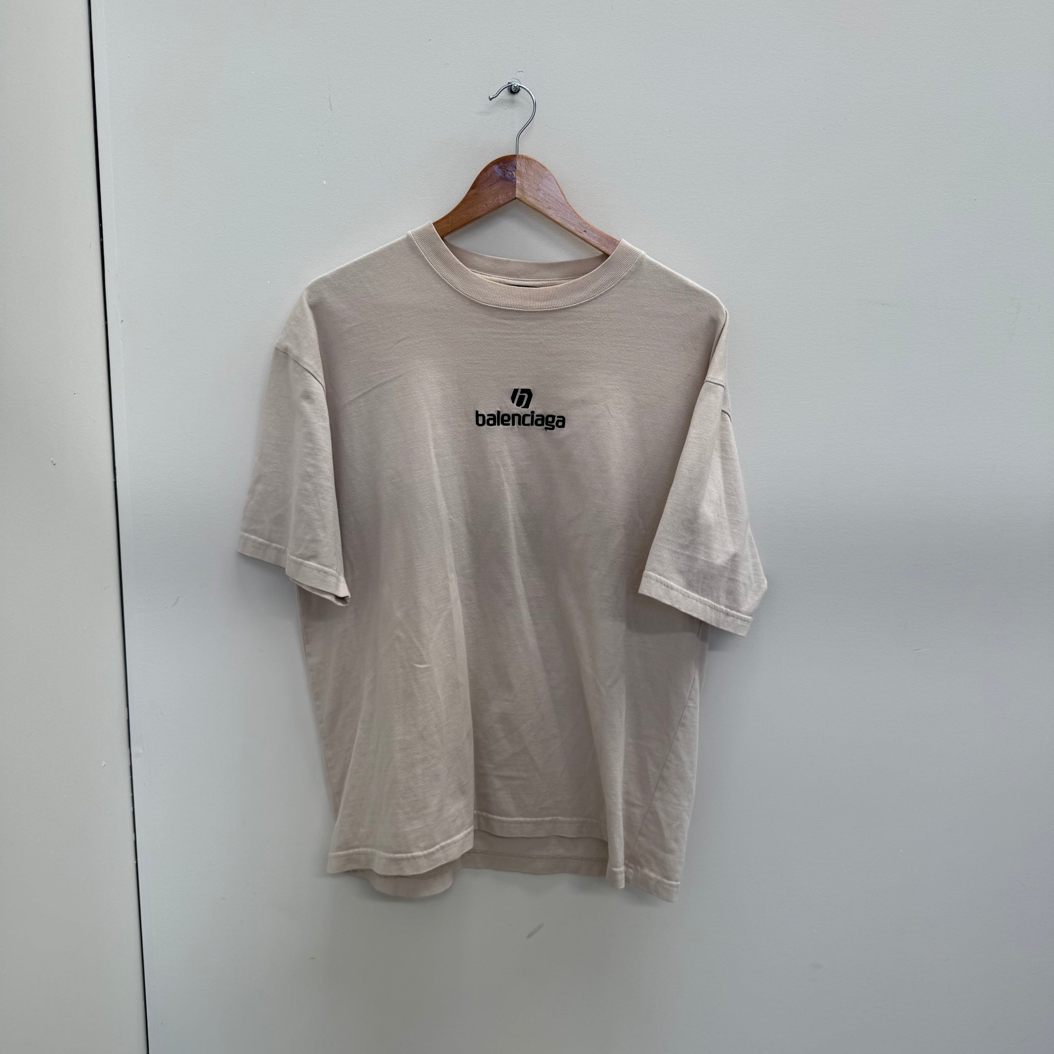 Balenciaga Sponsor Logo Cream T Shirt (fits M-L)
